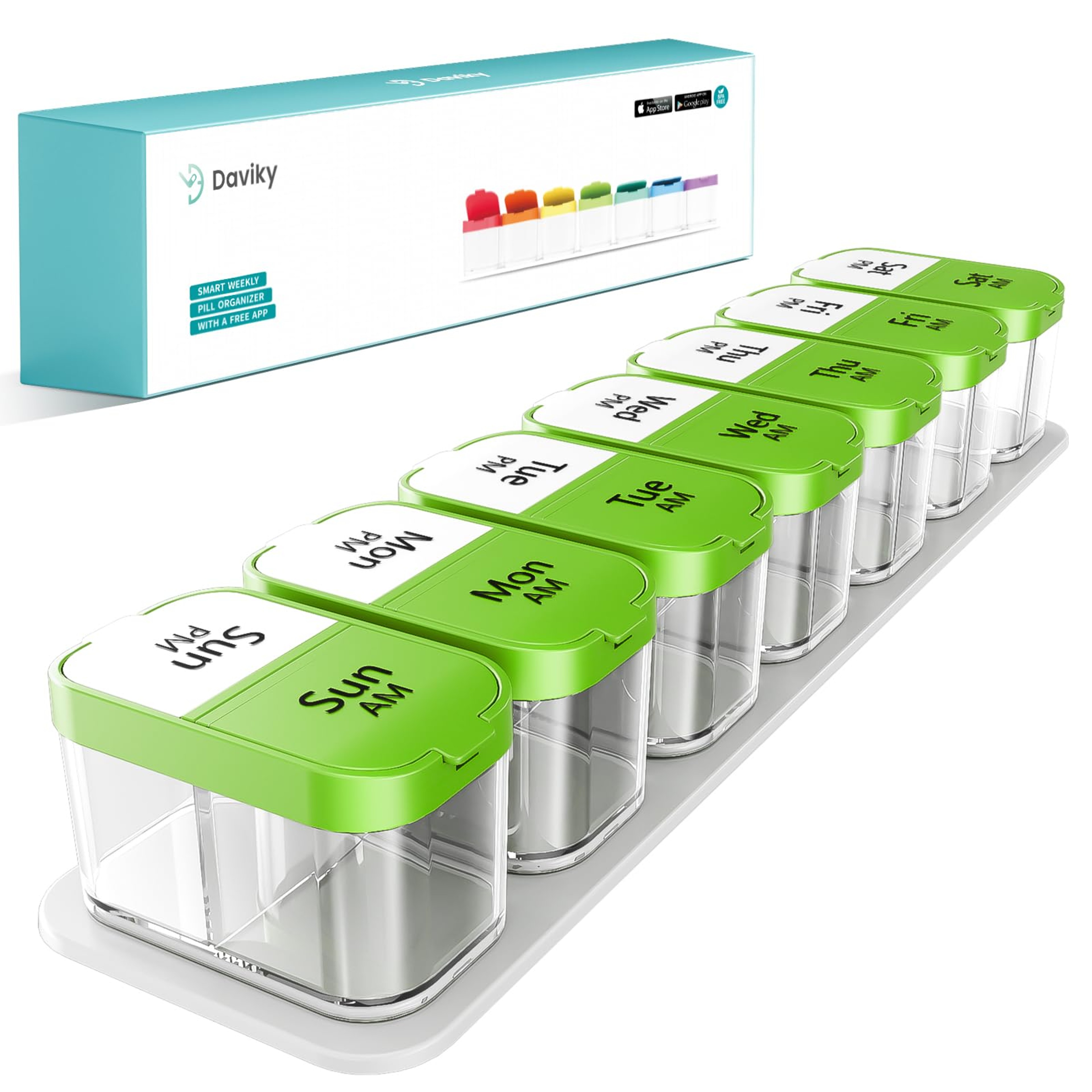 Extra Large 7Day AM PM Pill Organizer With 14 Compartments For Medicine Vitamins And Supplements 11