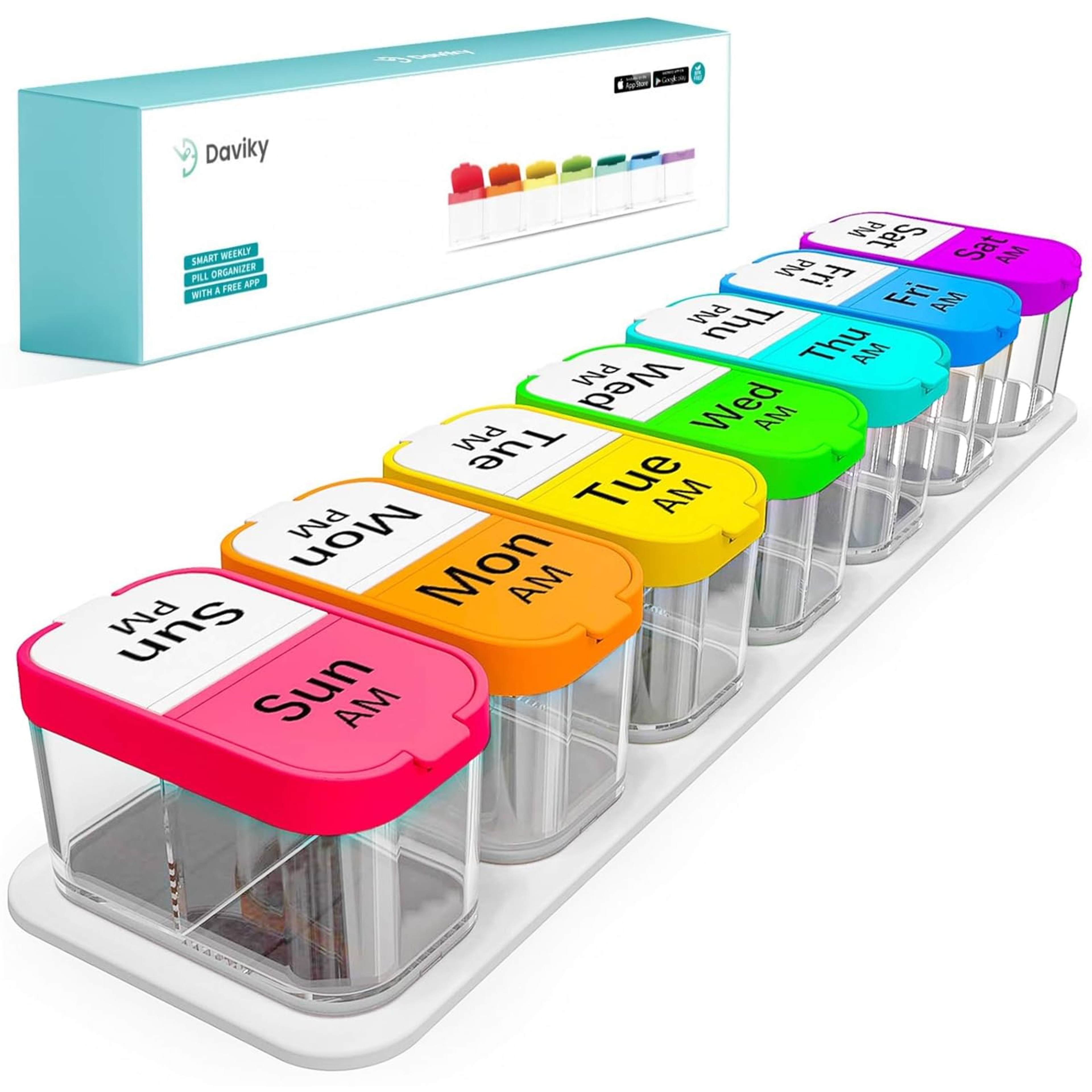 Extra Large 7Day AM PM Pill Organizer With 14 Compartments For Medicine Vitamins And Supplements 8
