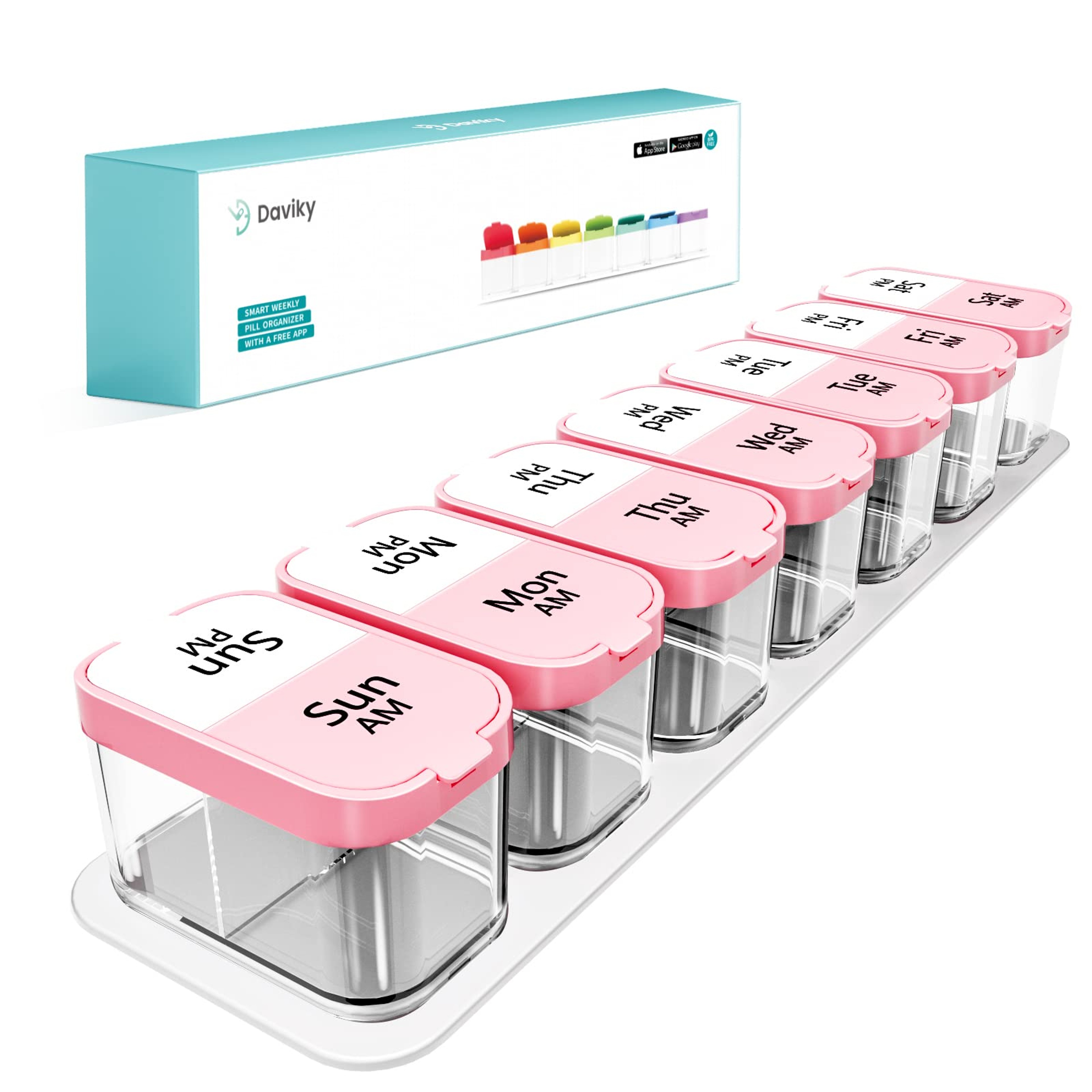 Extra Large 7Day AM PM Pill Organizer With 14 Compartments For Medicine Vitamins And Supplements 12