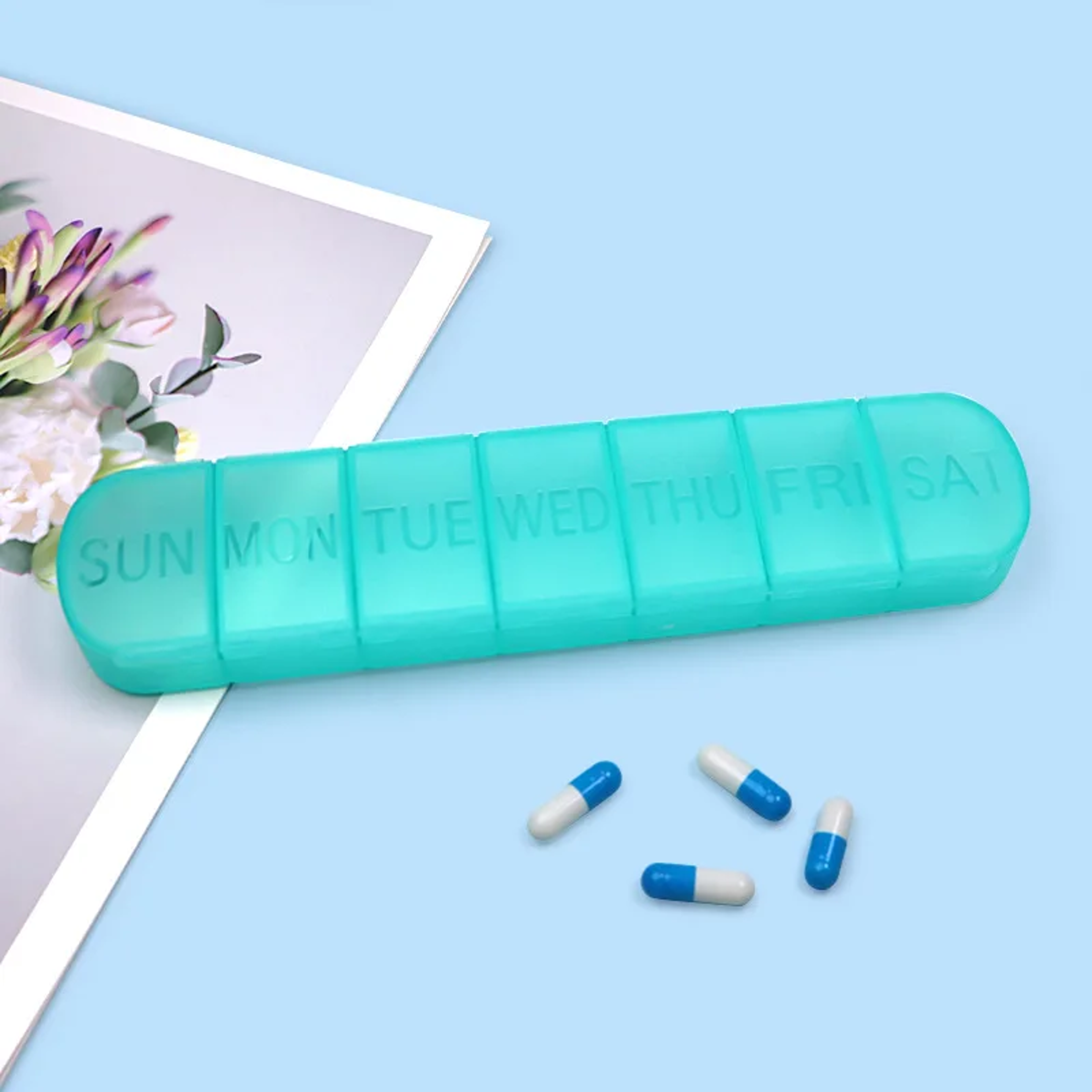7 Compartment Weekly Pill Organizer Portable Tablet Storage Case 7