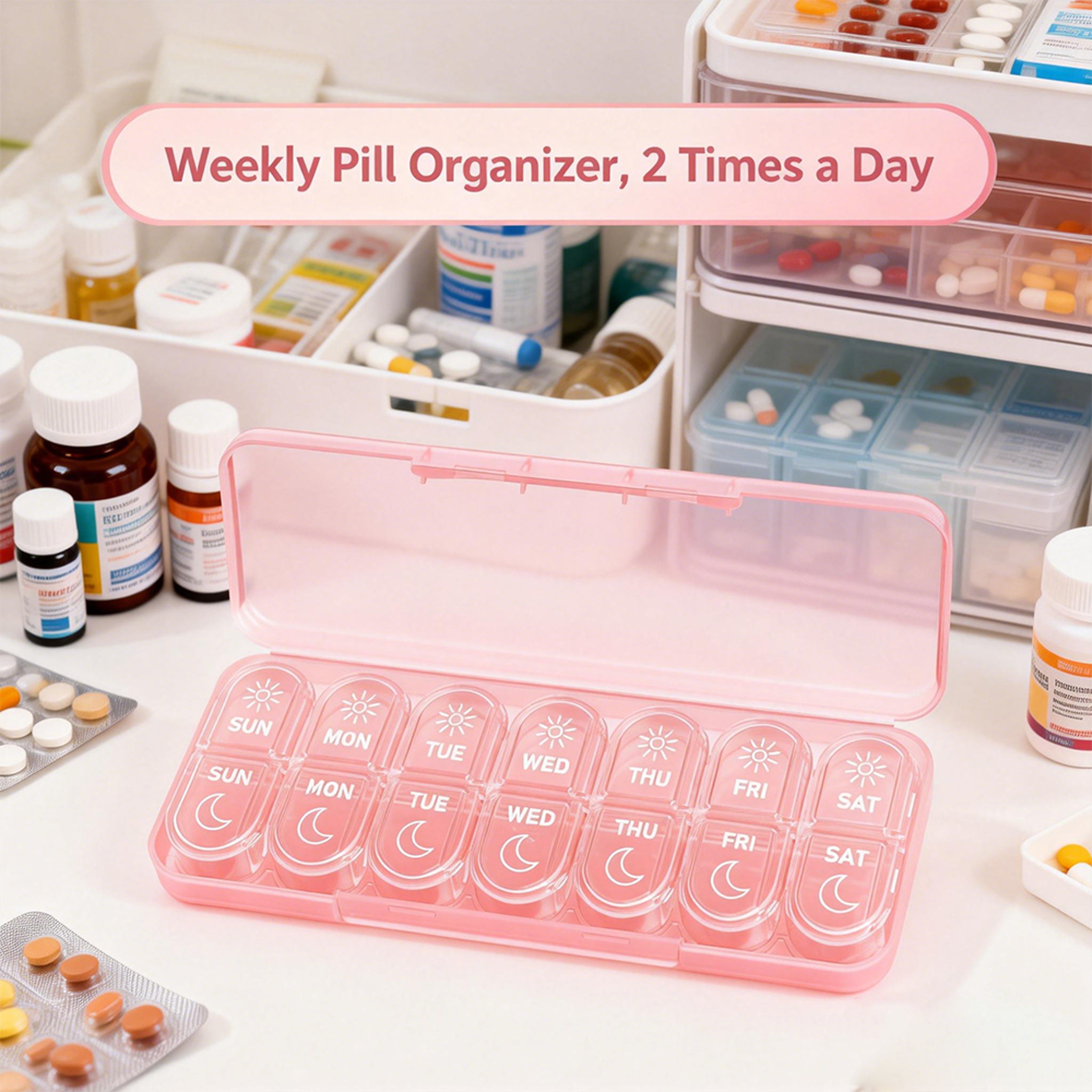 7 Day AM PM Pill Organizer With Large Compartments And Secure Latch 1