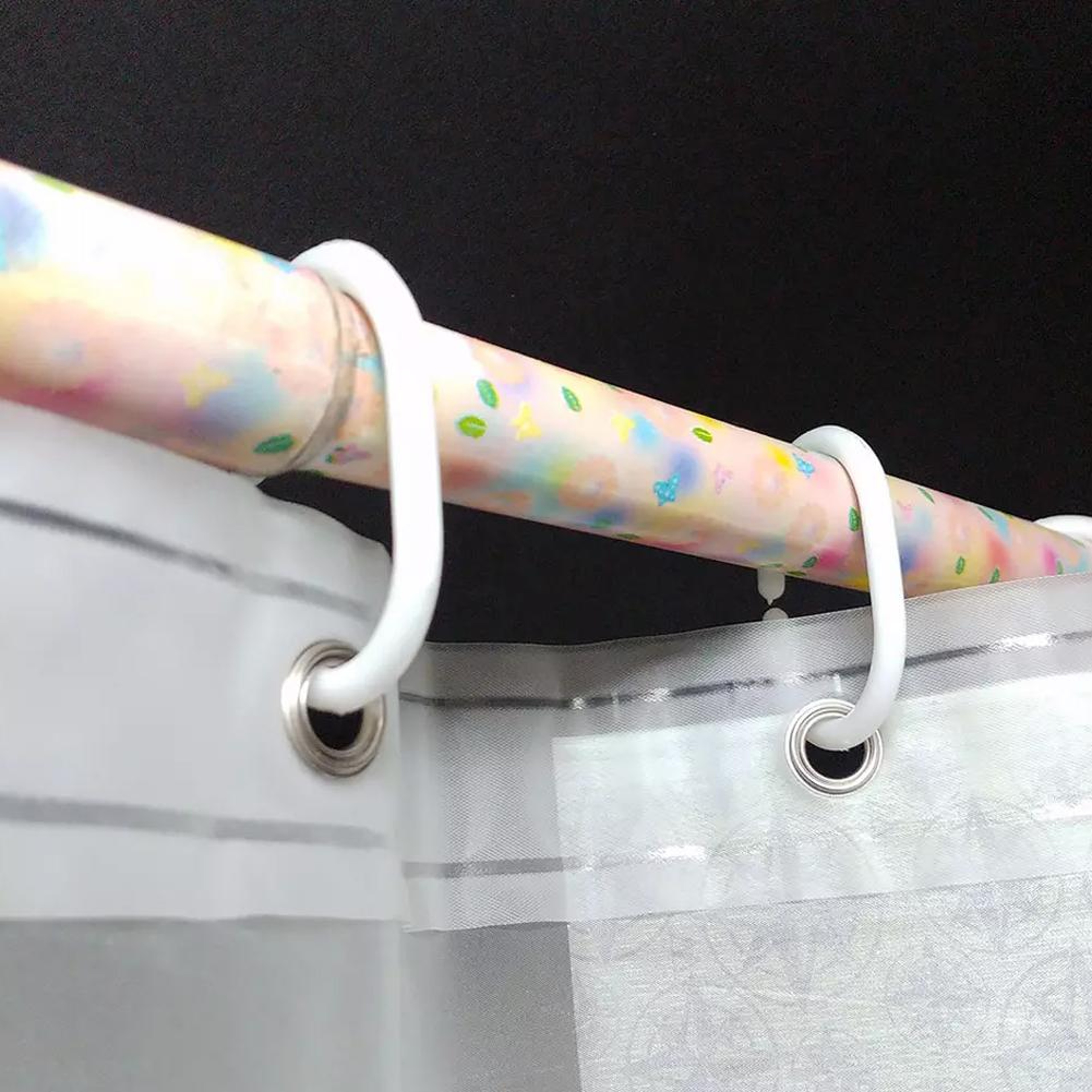 12 Piece Plastic C Type Shower Curtain Hooks Smooth Glide Replacement Set 4