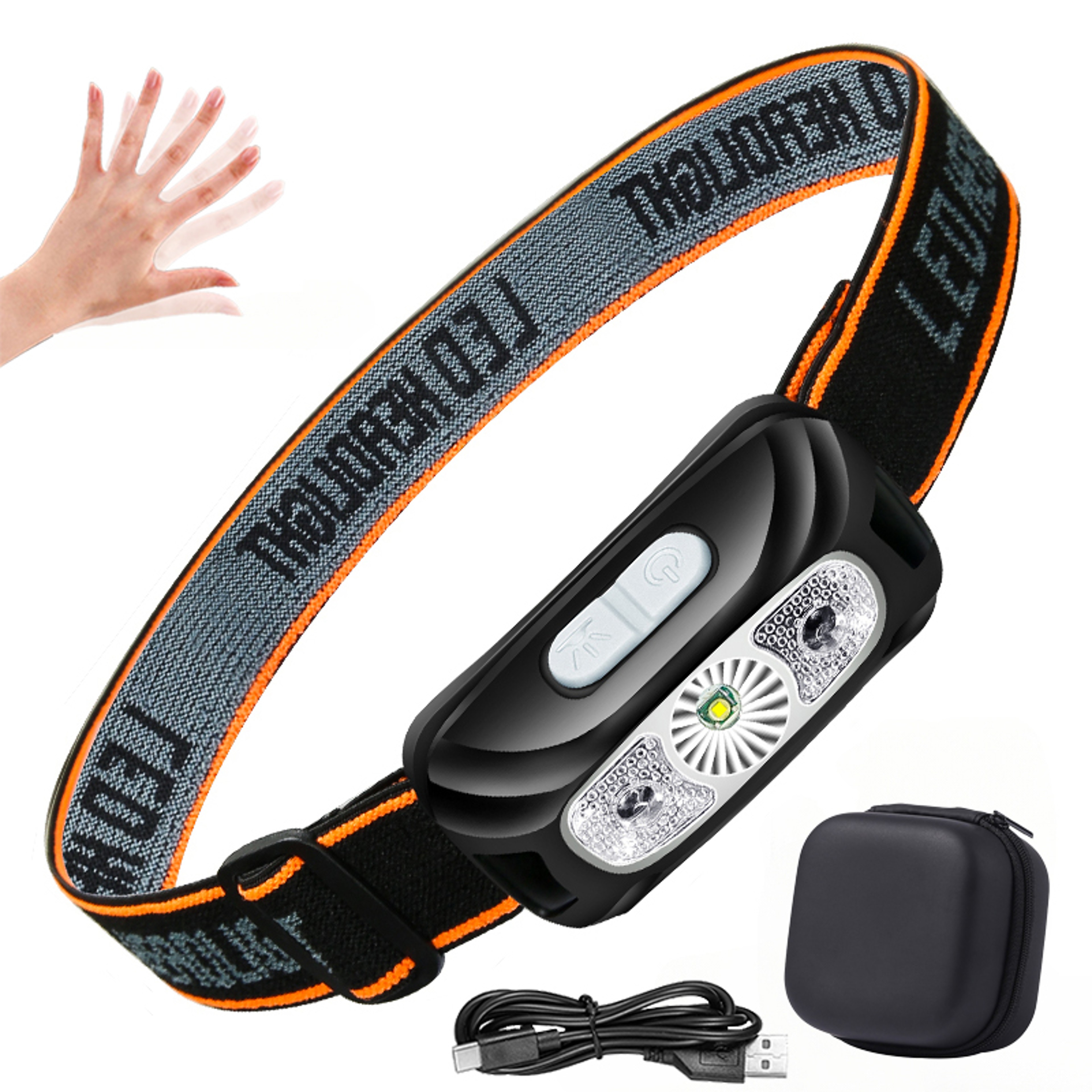 Rechargeable COB LED Sensor Headlamp With USB Charging And Waterproof Design 0