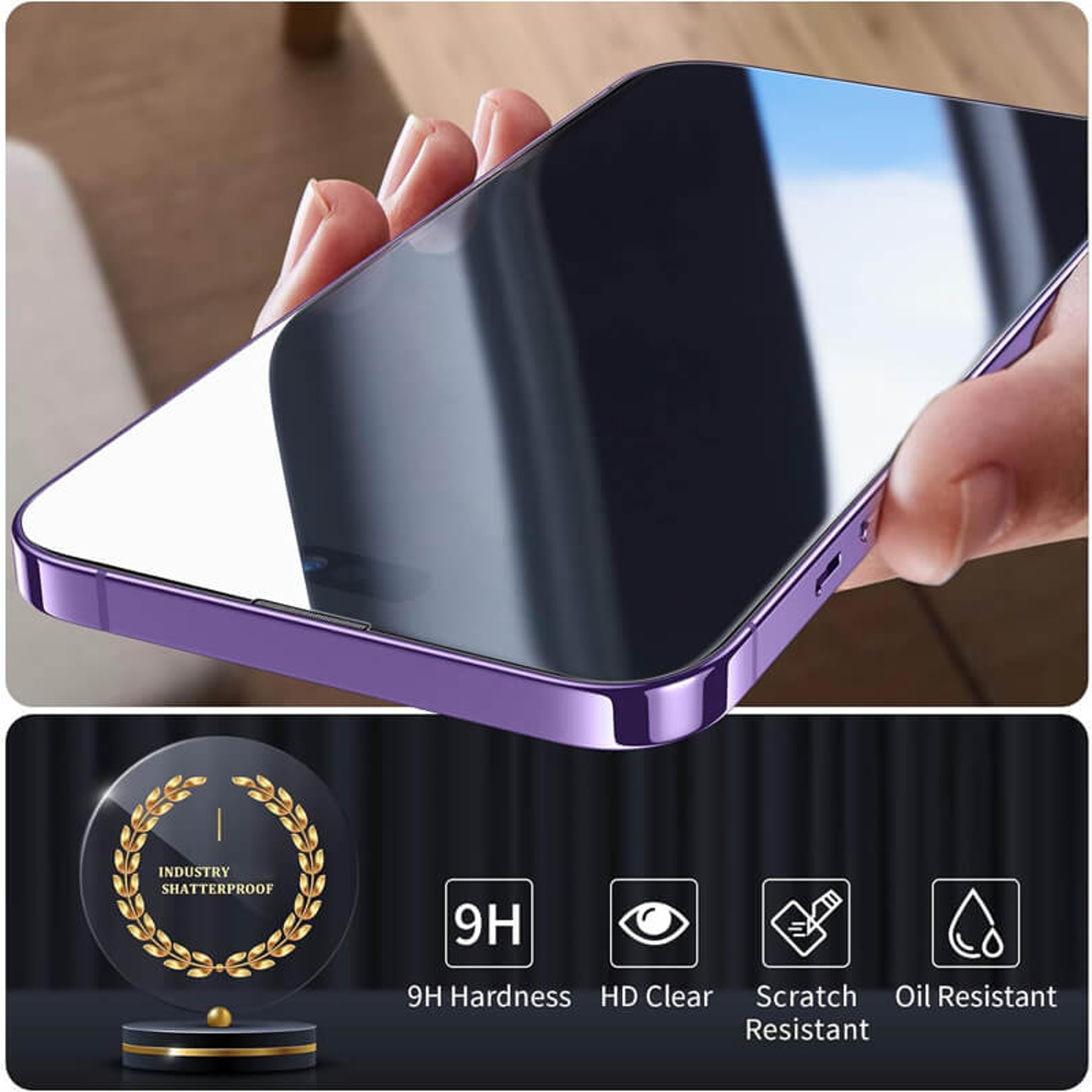 Tempered Glass Screen Protector for iPhone 14 and 15 Series Anti-Scratch Anti-Shatter – view 3