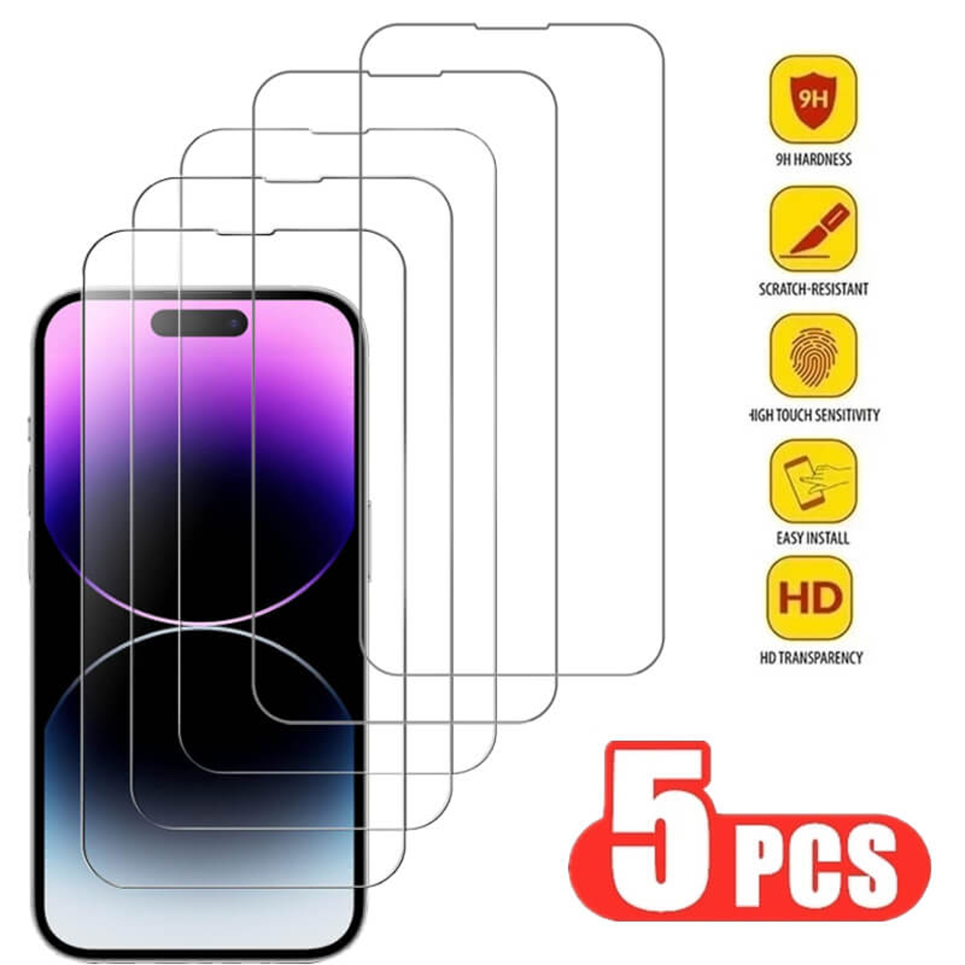 Tempered Glass Screen Protector for iPhone 14 and 15 Series Anti-Scratch Anti-Shatter – view 1