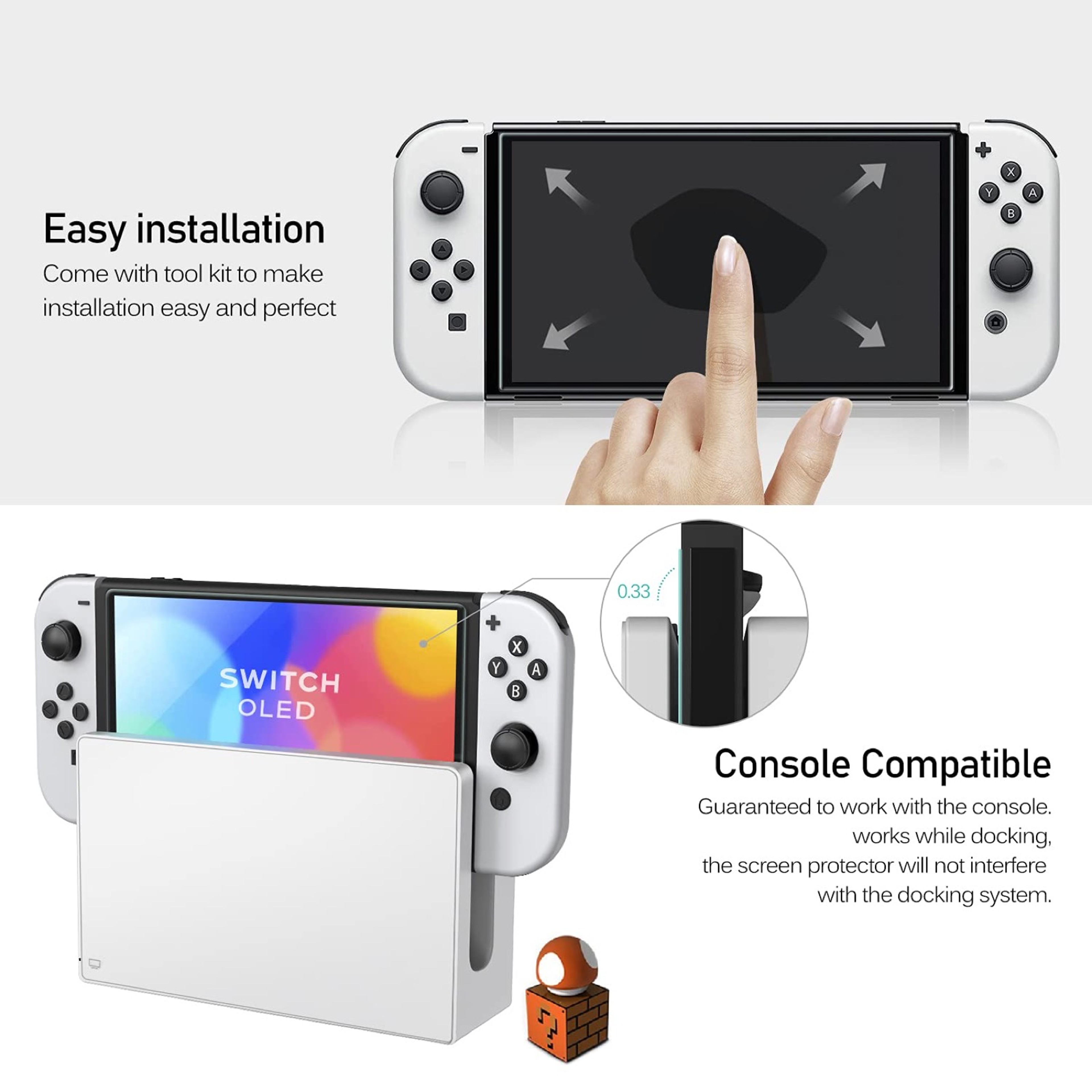 9H Tempered Glass Screen Protector For Switch OLED Switch Lite 3