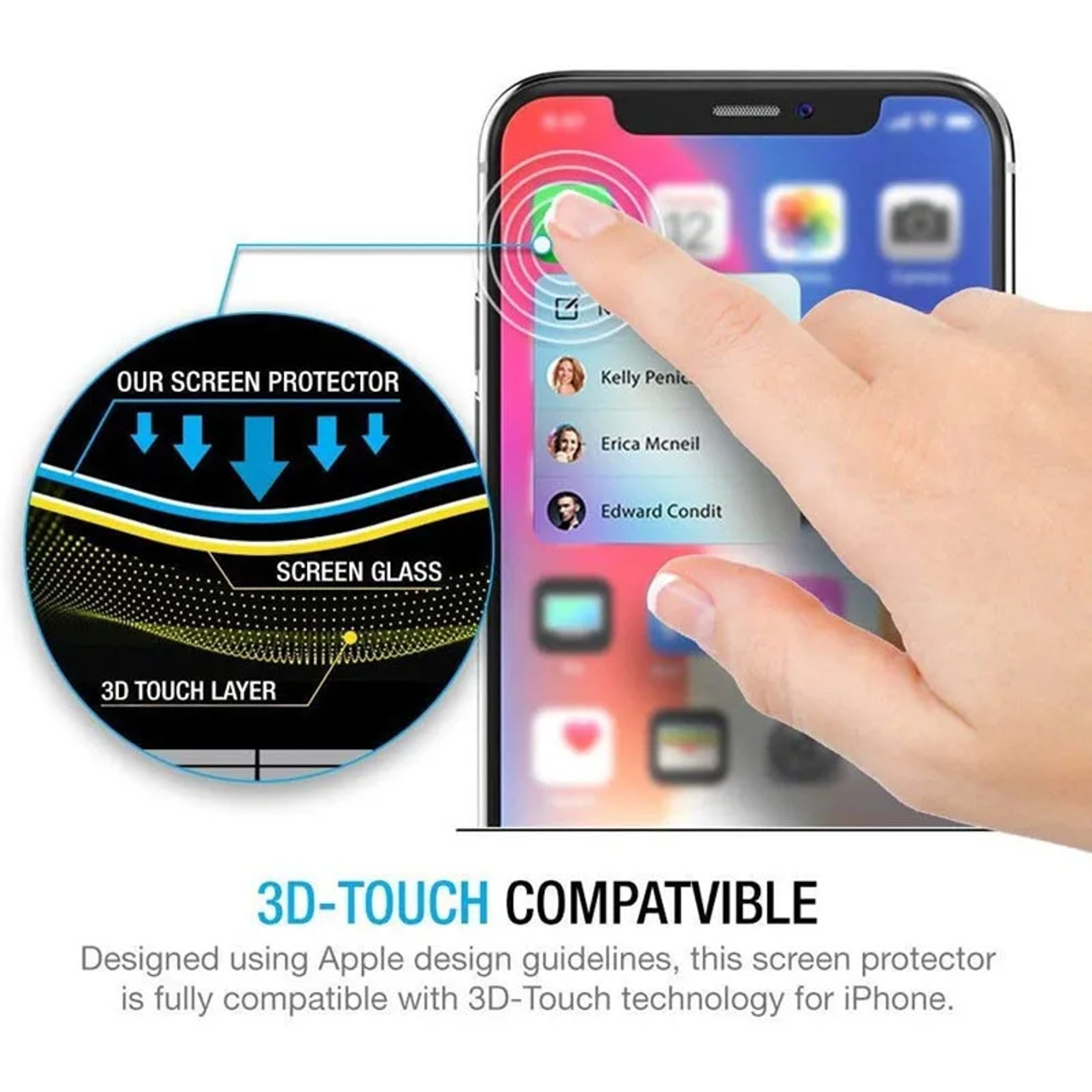 Anti-Spy Tempered Glass iPhone Screen Protector Full Coverage 1 or 2 Pack – view 5