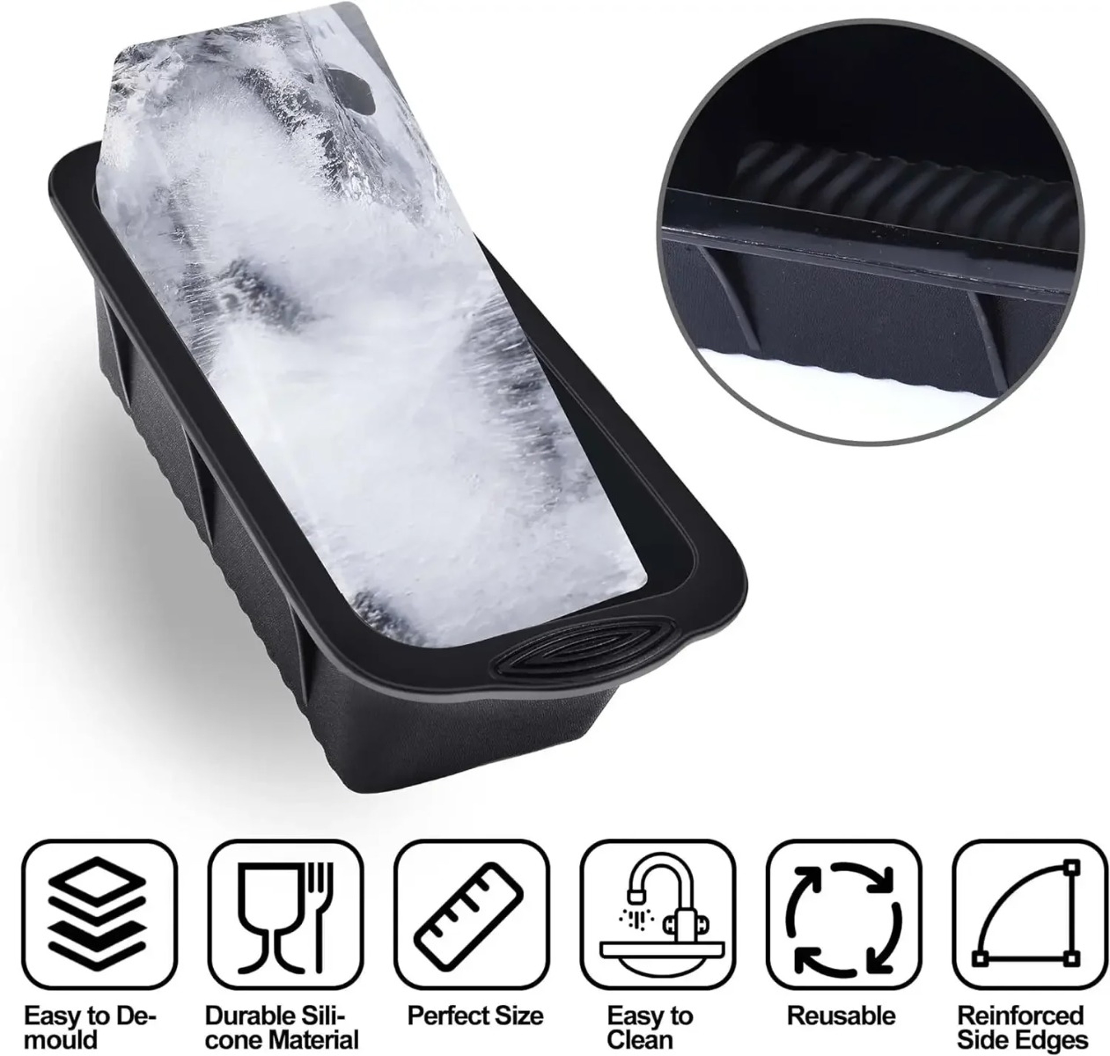 Large Silicone Ice Cube Mold Reusable Oversized Ice Tray 5