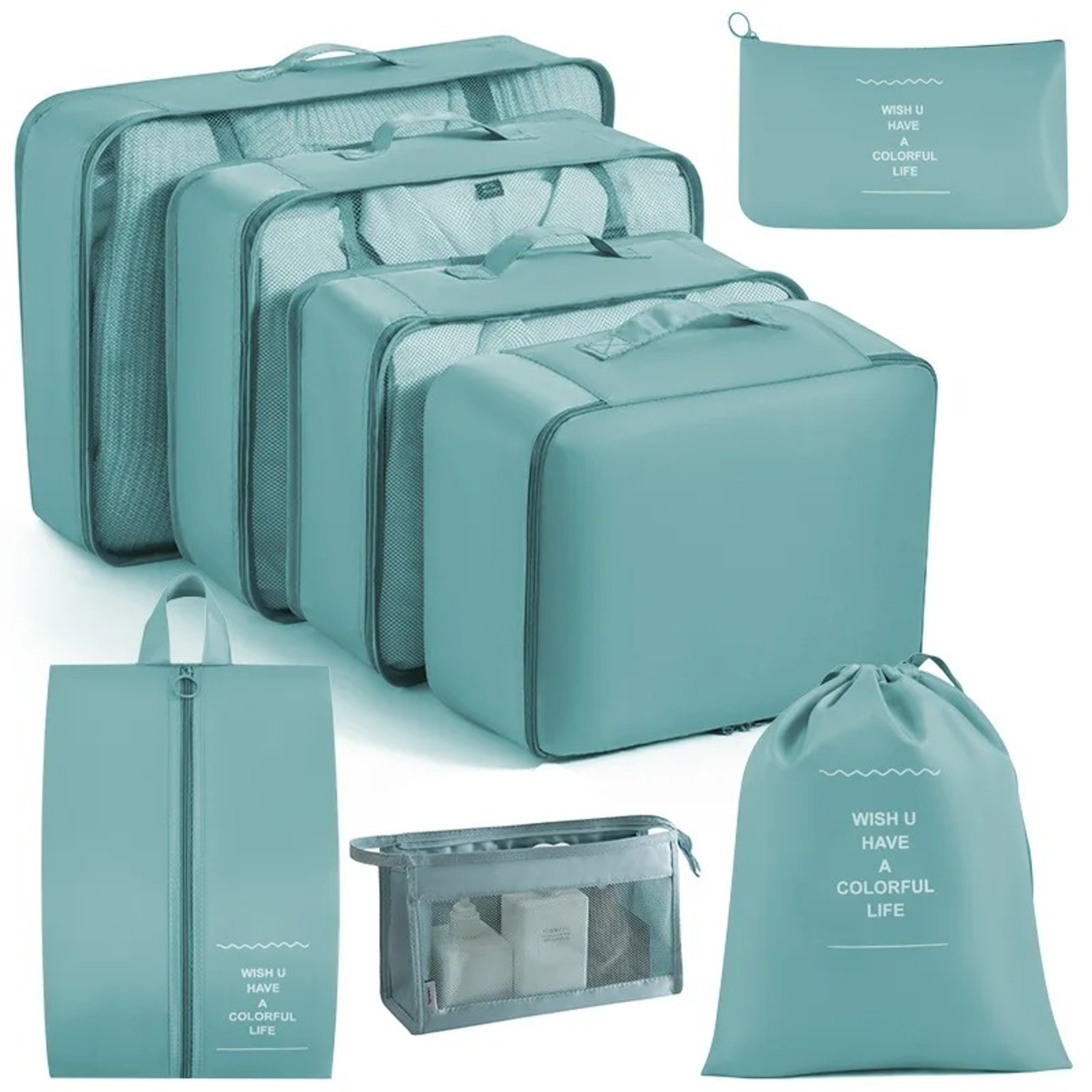 6 Or 8 Piece Polyester Packing Cube Set For Clothes Shoes And Travel Organization 2