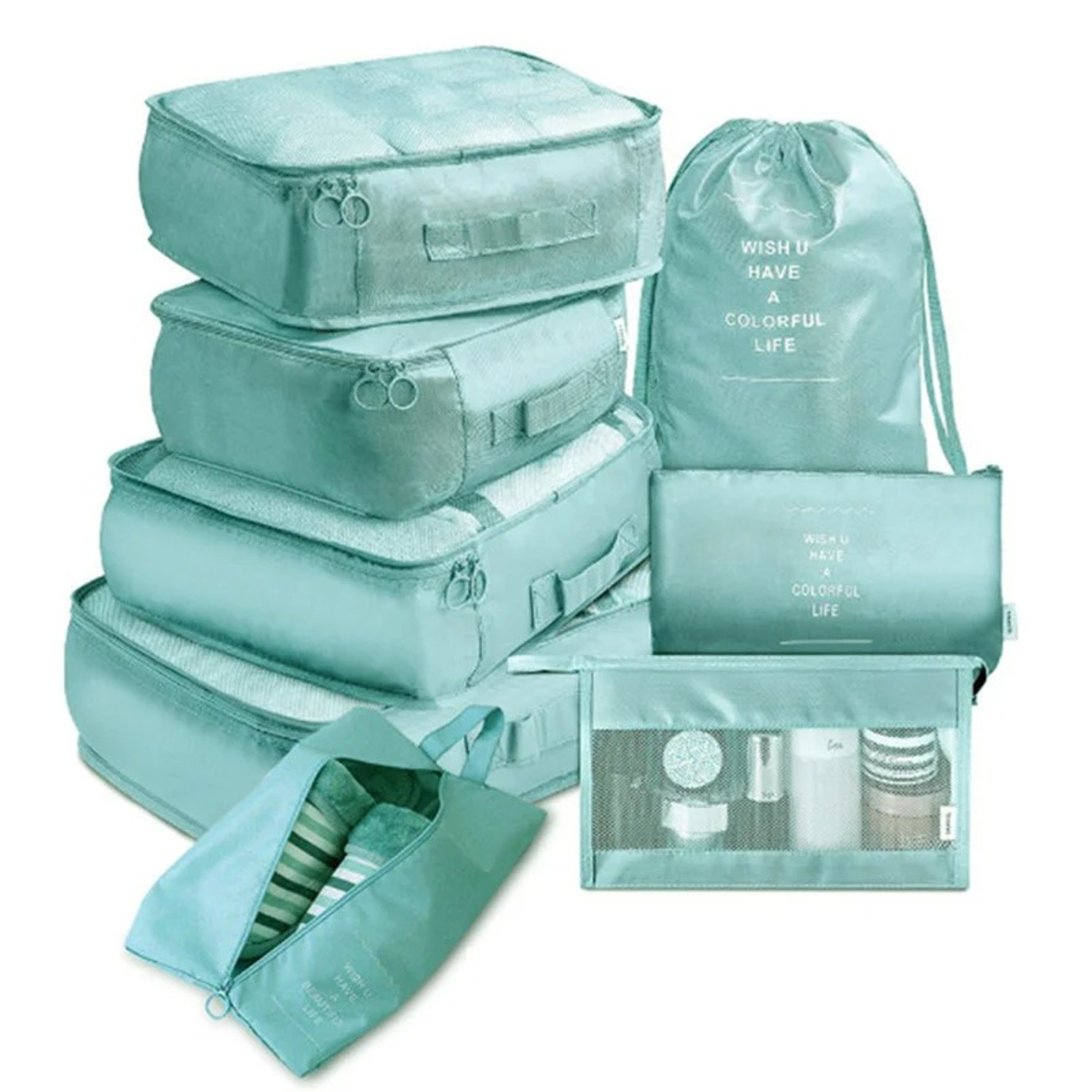 6 Or 8 Piece Polyester Packing Cube Set For Clothes Shoes And Travel Organization 9