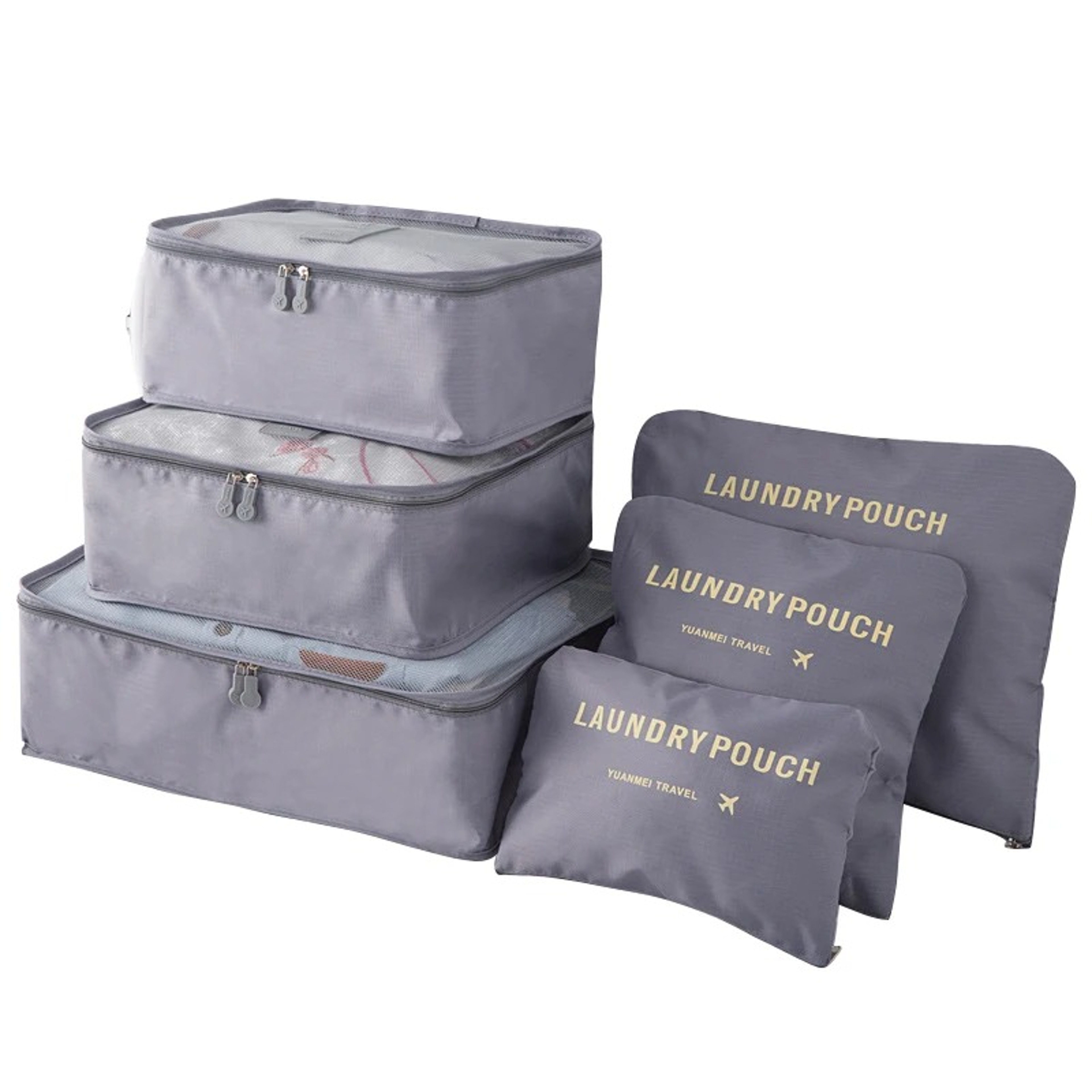 6 Or 8 Piece Polyester Packing Cube Set For Clothes Shoes And Travel Organization 0