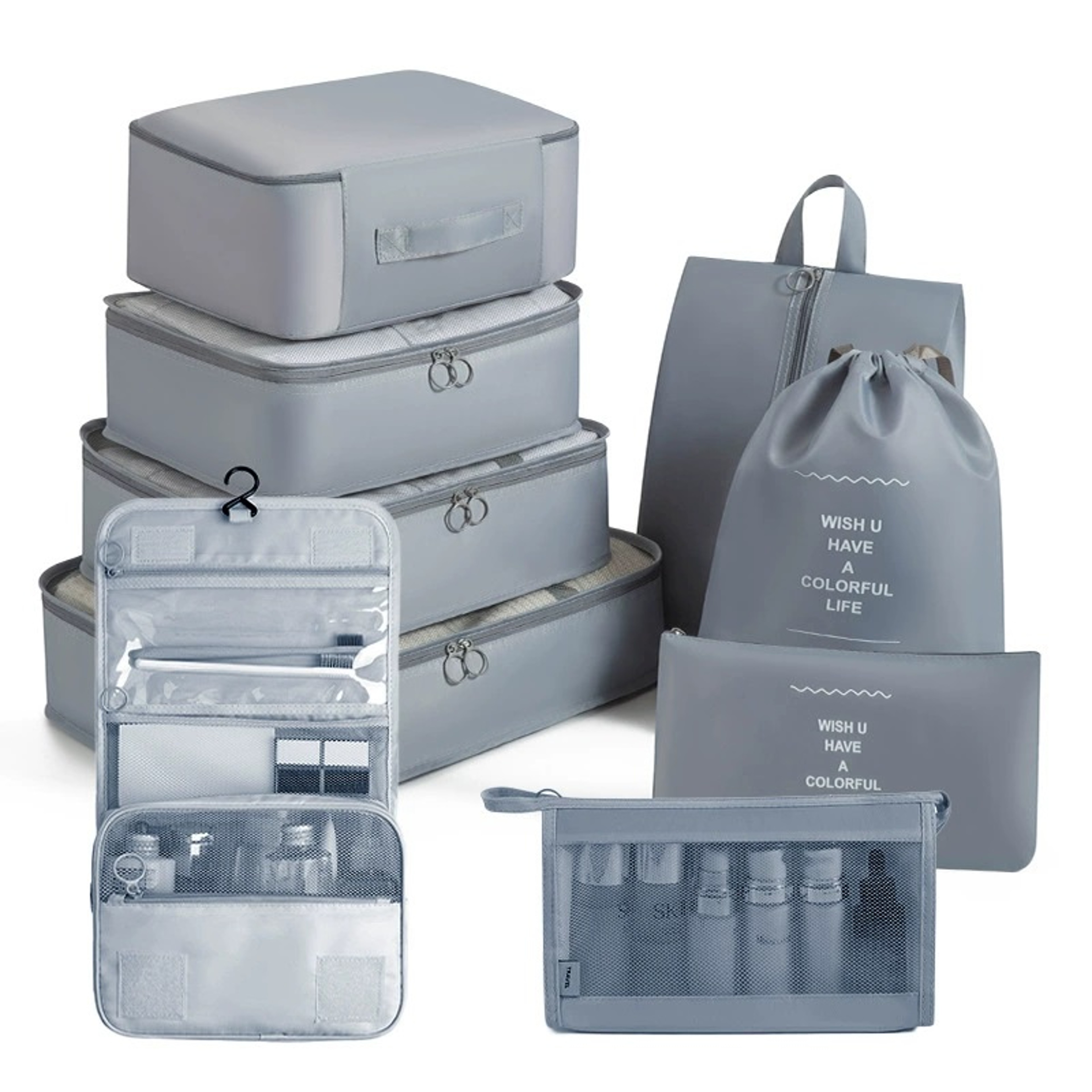 Travel Packing Cube Set Foldable Polyester Storage Bags For Clothes Toiletries And Shoes 14