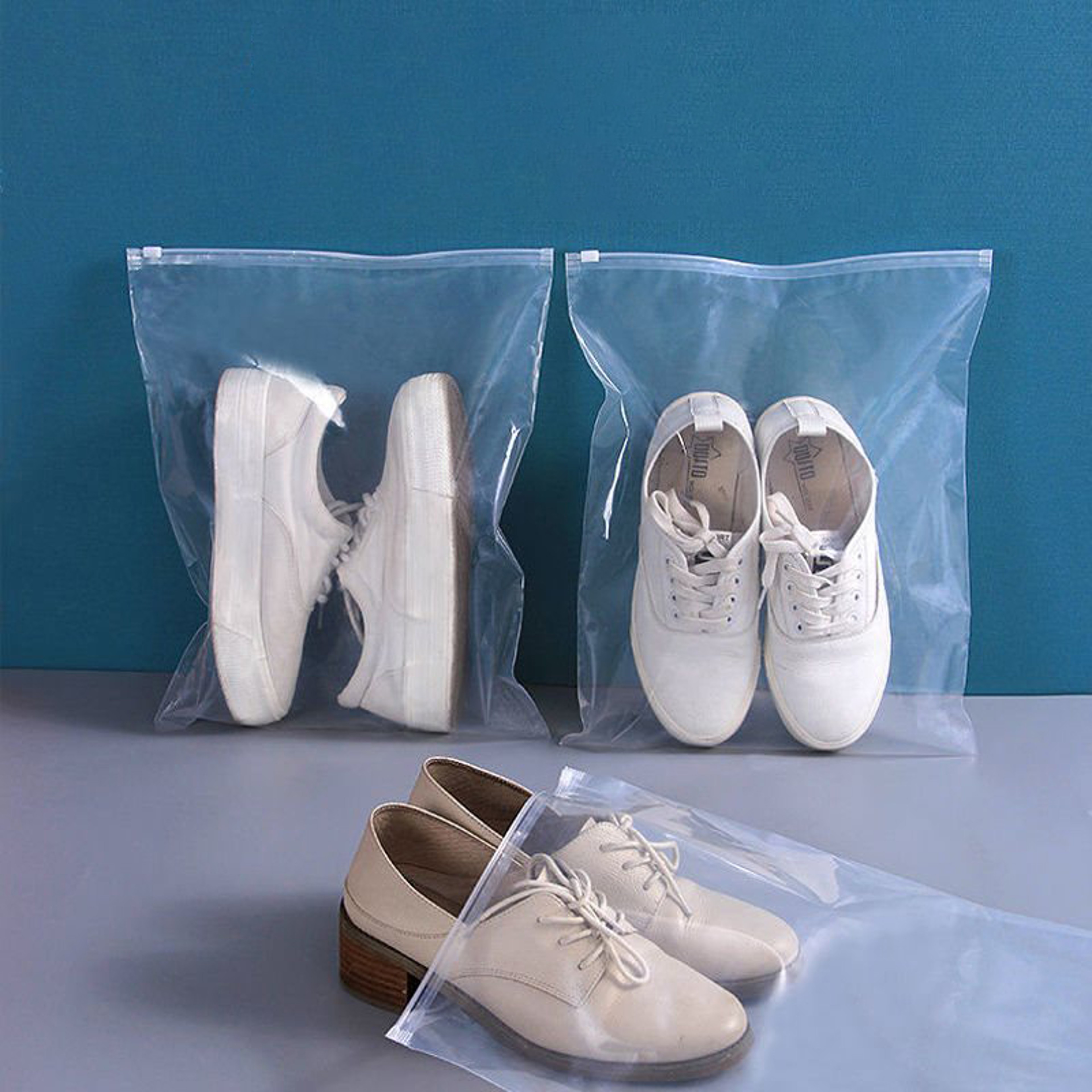 Clear PE Shoe Storage Bag with Zipper Waterproof Foldable Dust Cover – view 1