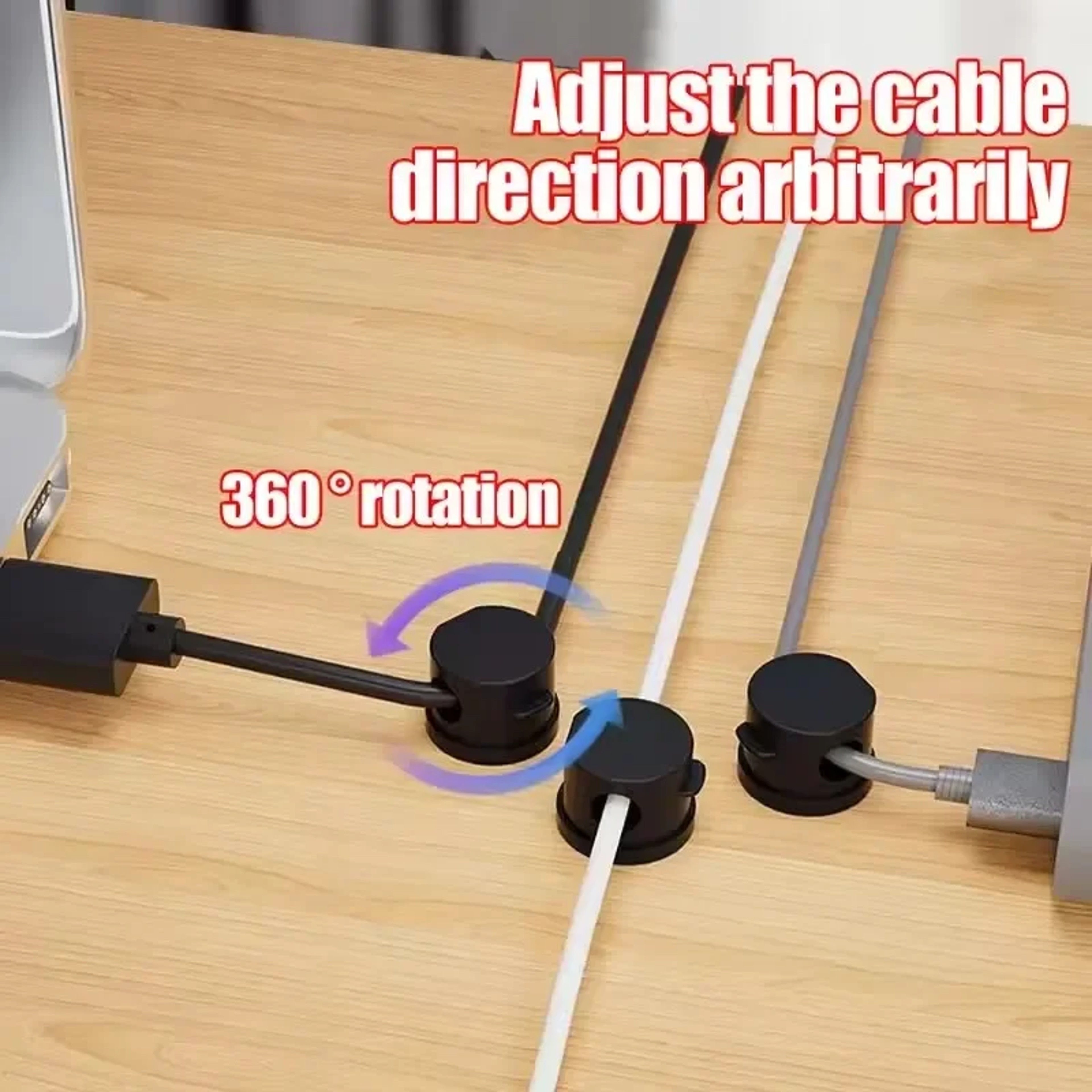 360 Rotatable Magnetic Cable Organizer Clip For Desk And Charging Cords 3