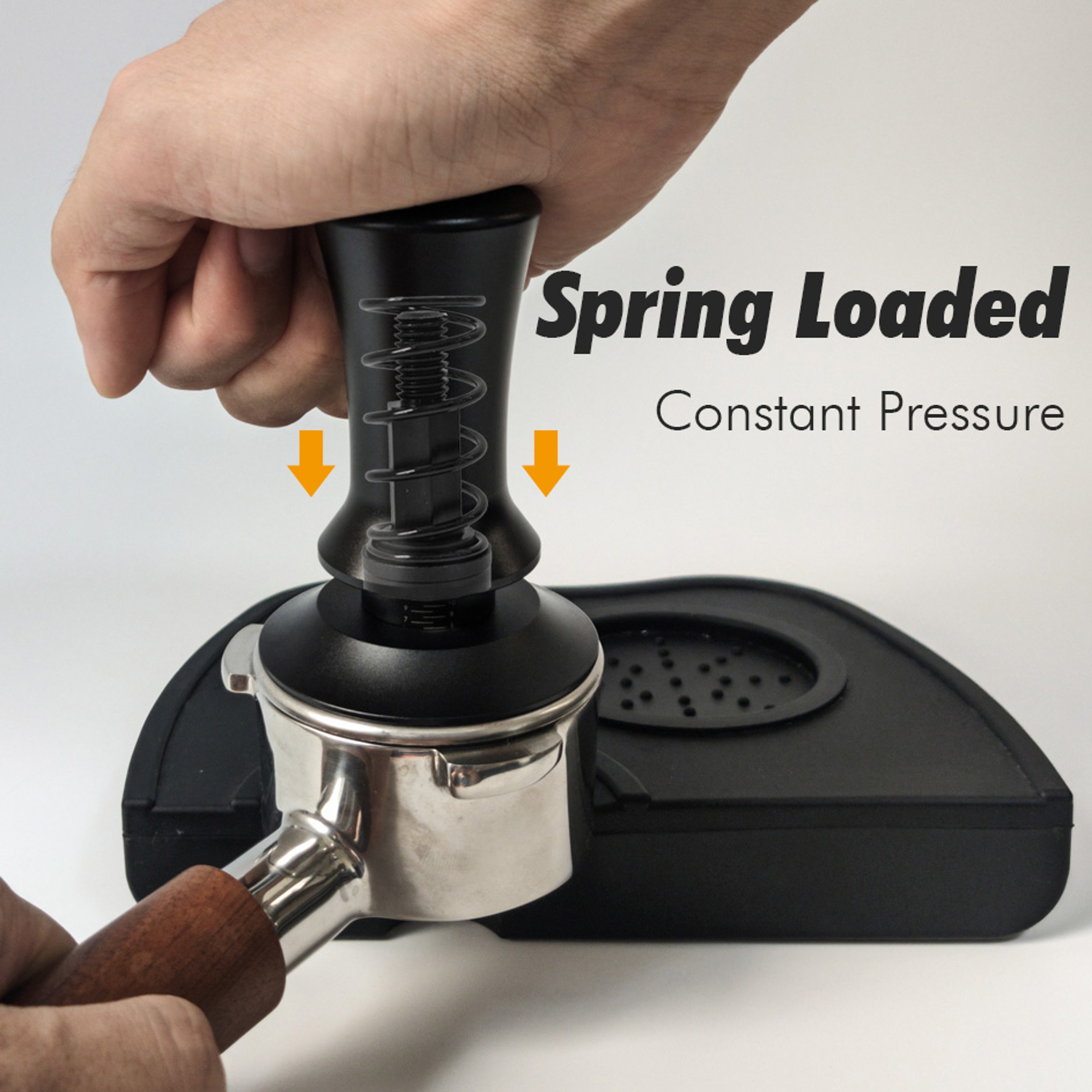 Spring Loaded Espresso Tamper With Ripple Base And 15 Lb Constant Pressure 4