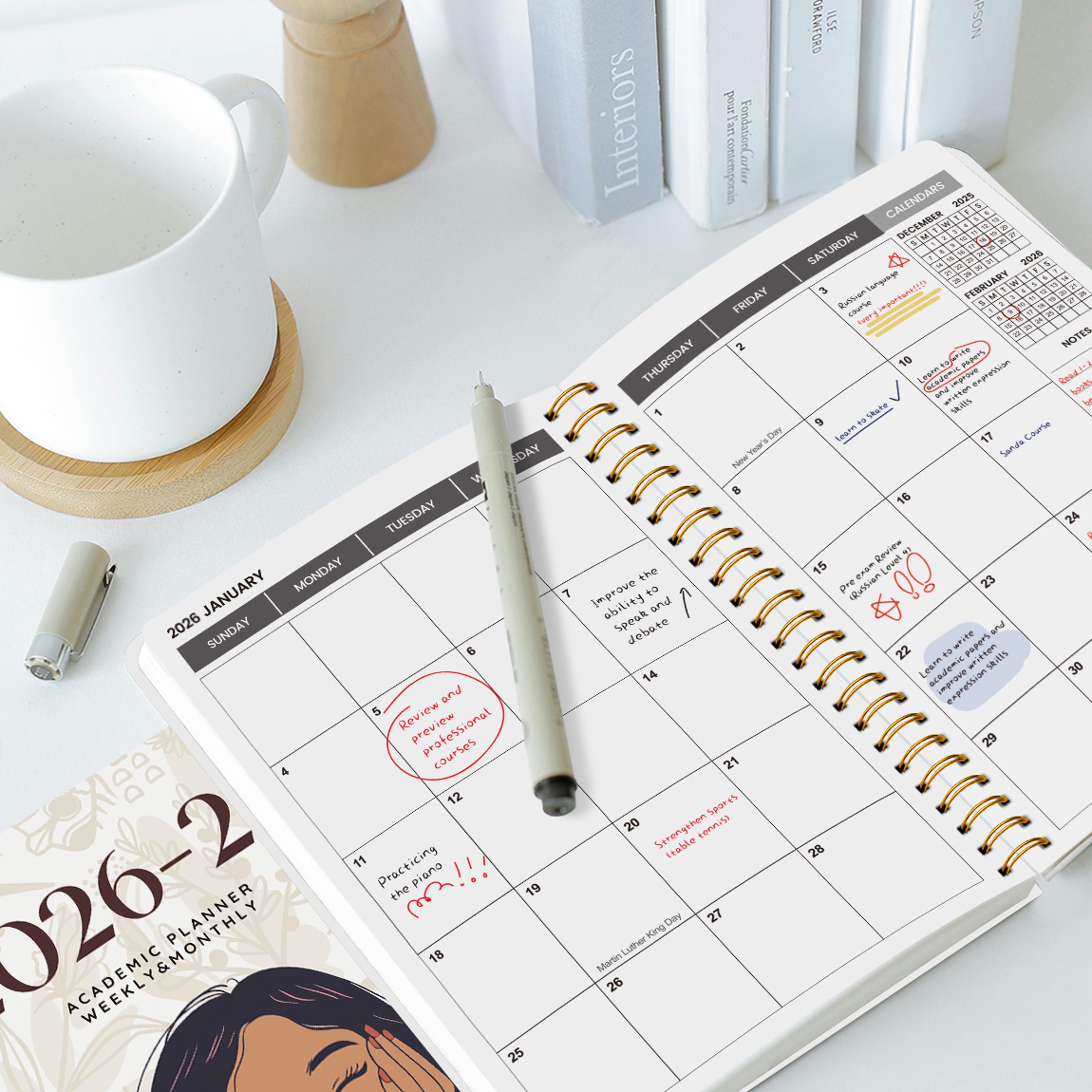 20262027 A5 Weekly Monthly Planner Spiral Organizer With Calendar And Notes 4