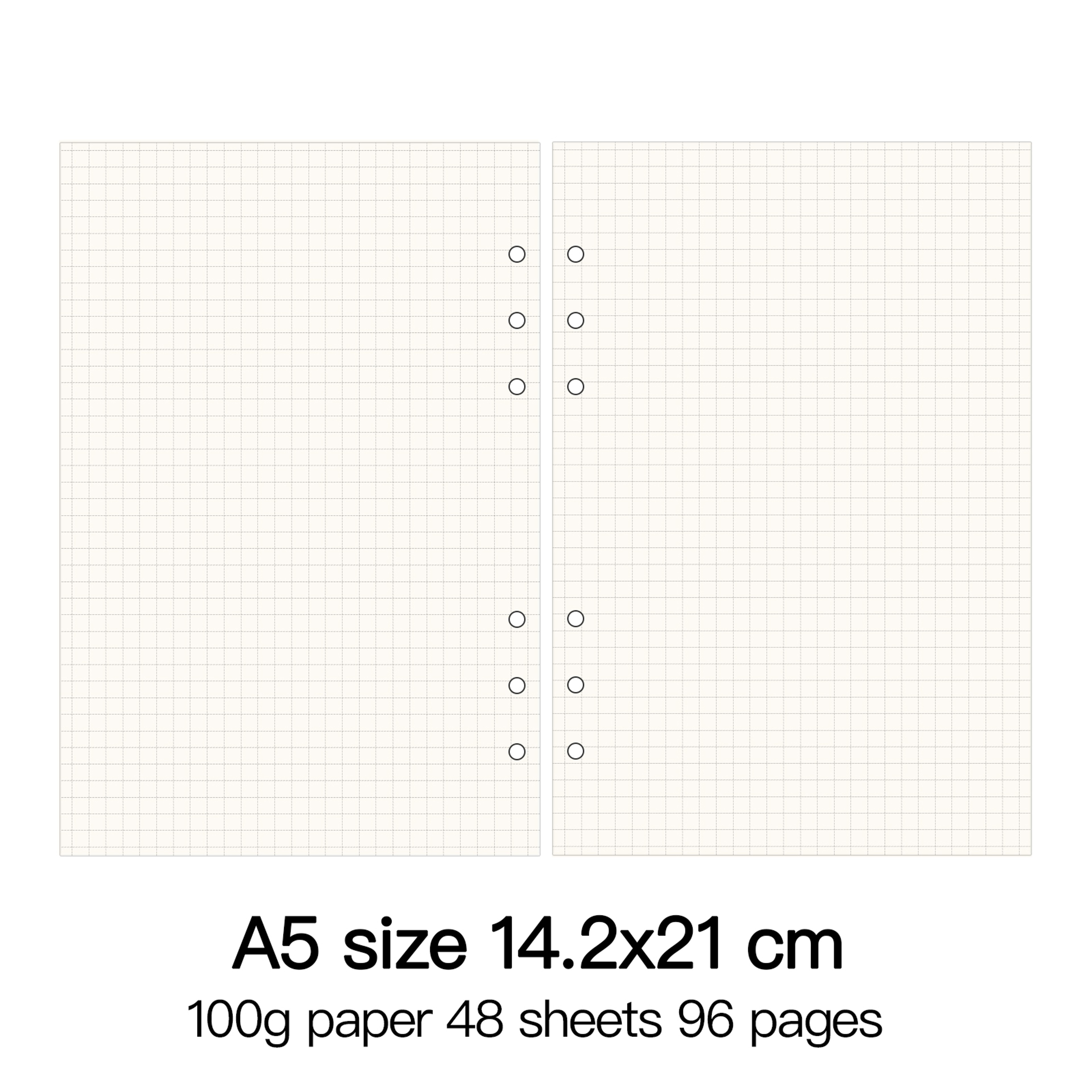 Ring Binder Notebook Refill Paper 100g 48 Sheets A5 A6 A7 A8 Personal PW 21