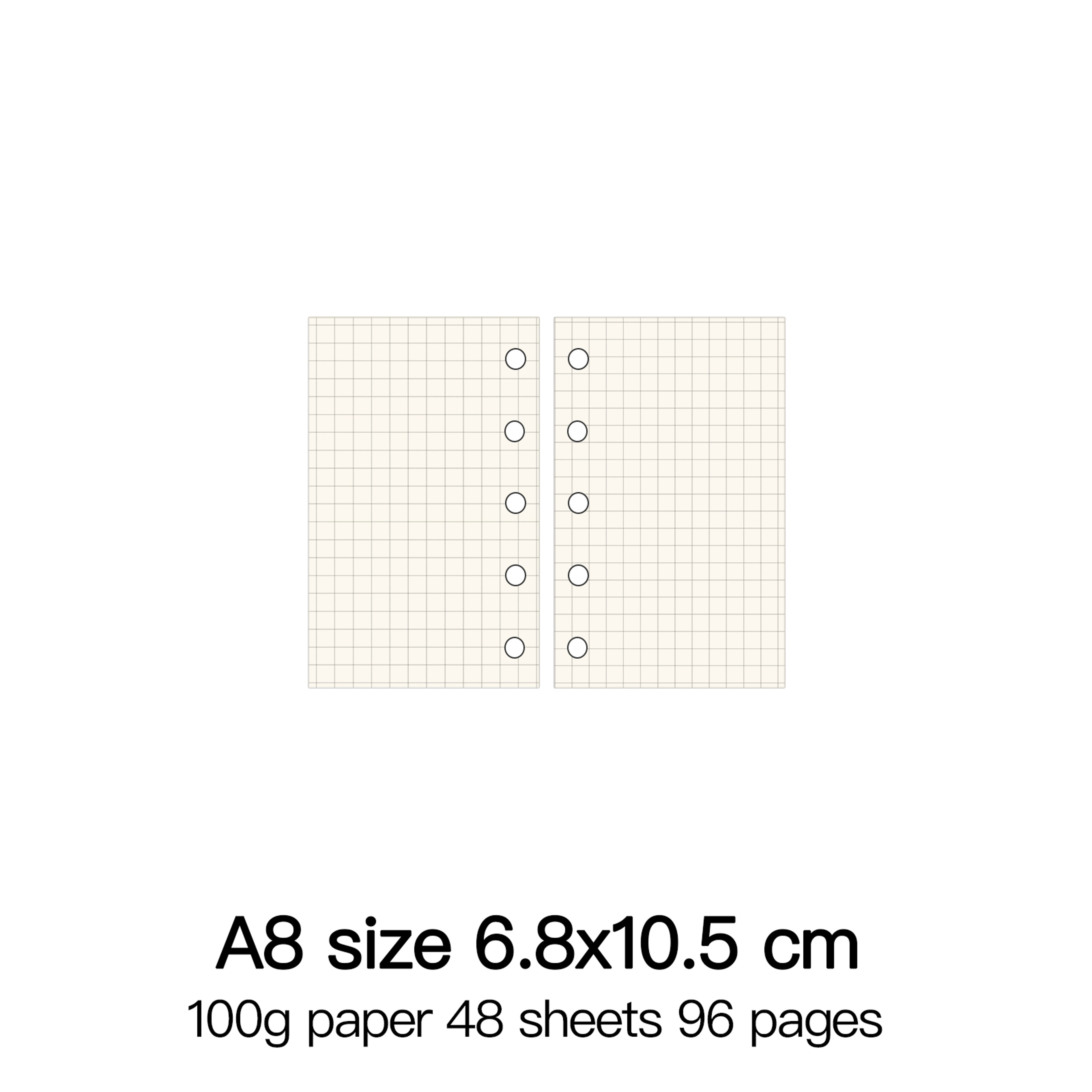 Ring Binder Notebook Refill Paper 100g 48 Sheets A5 A6 A7 A8 Personal PW 31