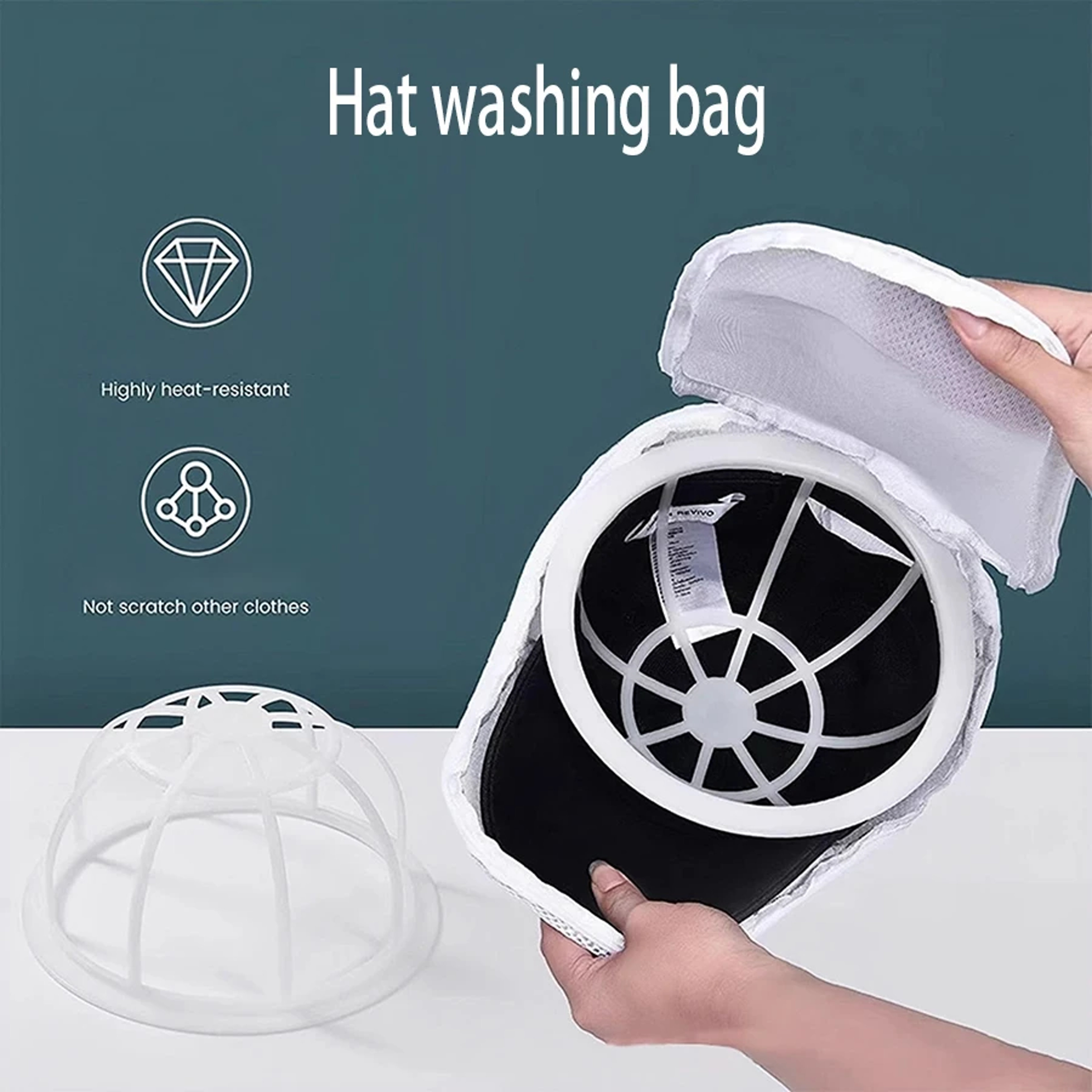 Baseball Cap Washing Bag Polyester Mesh Hat Laundry Bag With Optional Hat Support 3