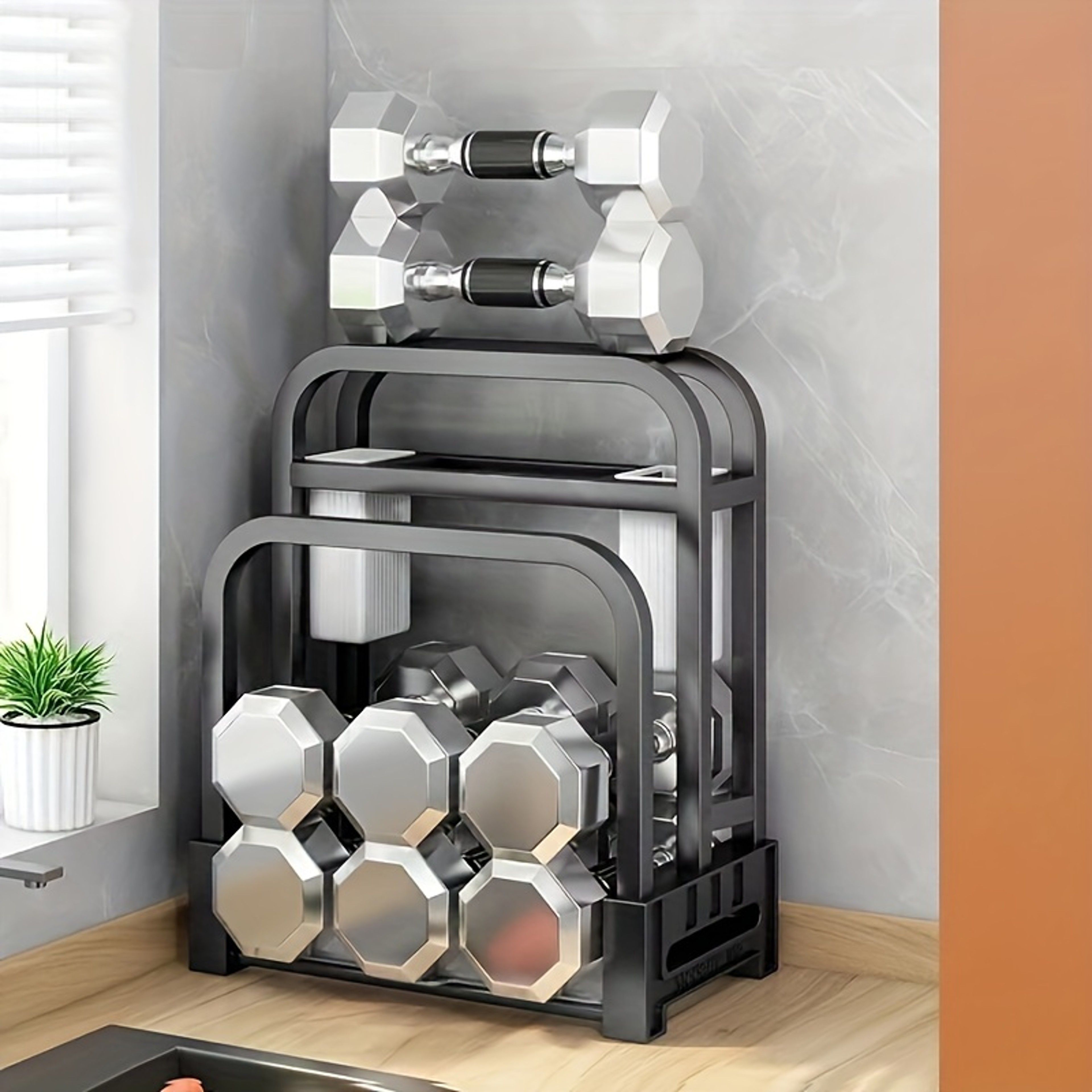 Stainless Steel Knife Holder And Cutting Board Storage Rack For Kitchen Countertop Organization 4
