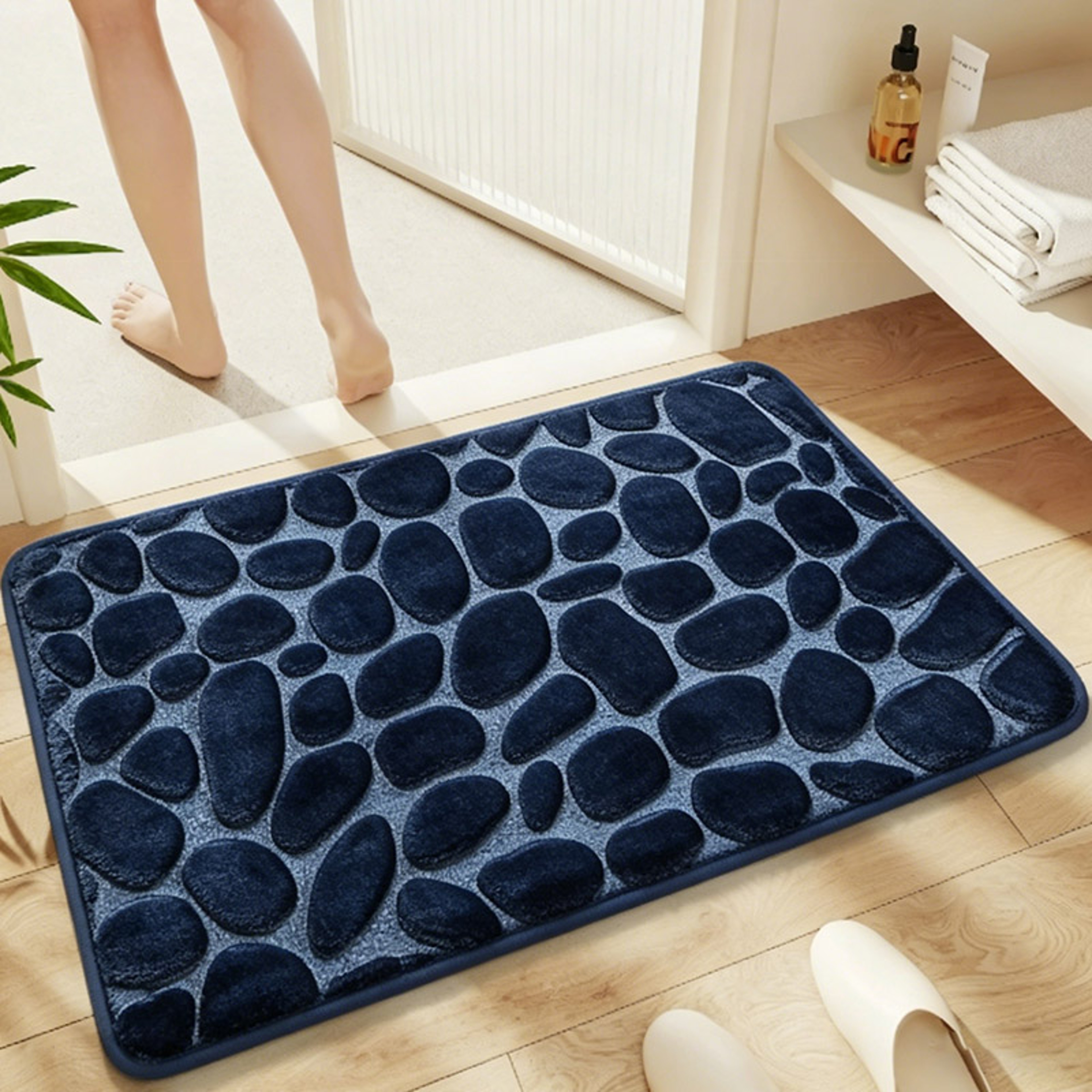 Microfiber Bathroom Rug with Pebble Embossed Design Soft Absorbent Non-Slip Bath Mat – view 10