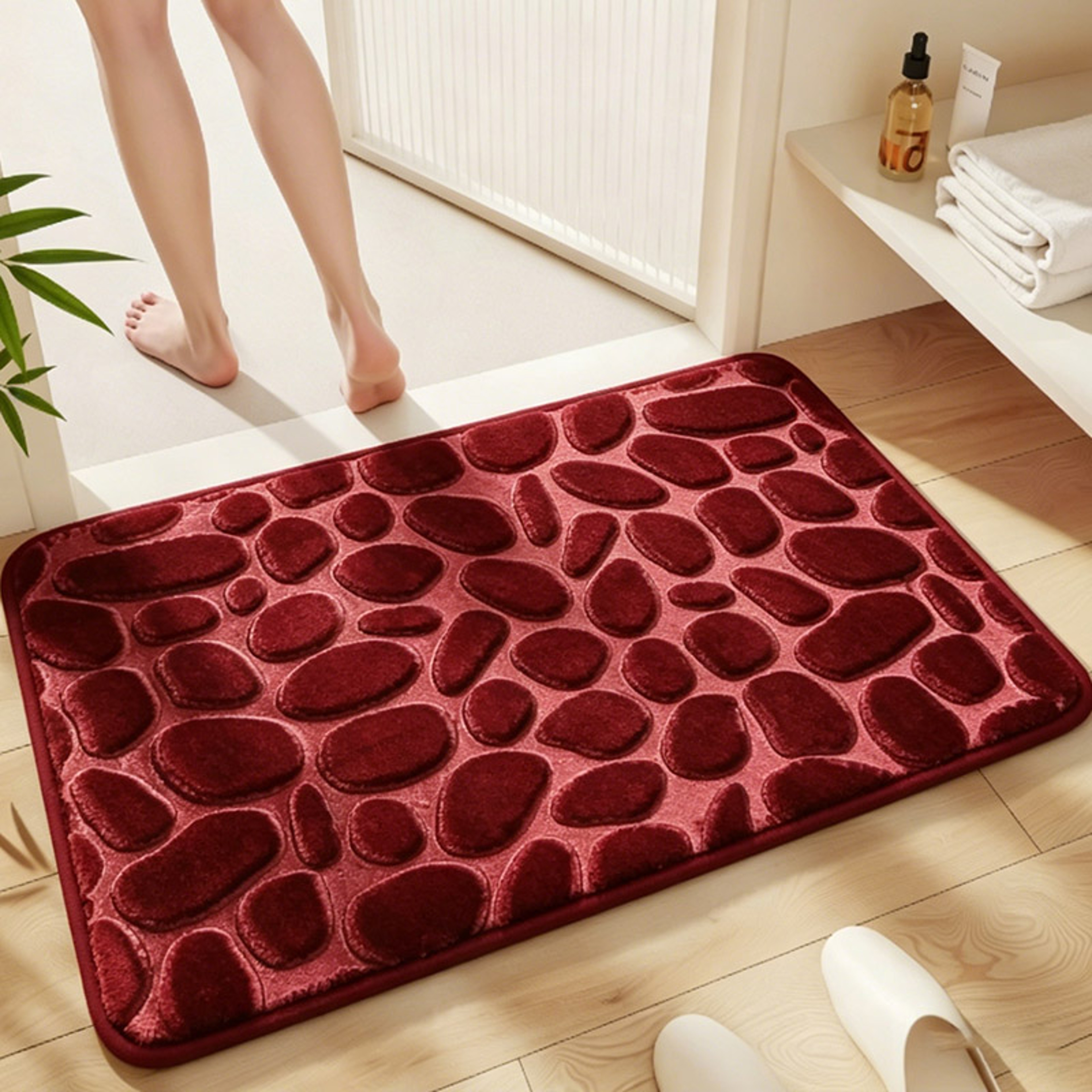 Microfiber Bathroom Rug with Pebble Embossed Design Soft Absorbent Non-Slip Bath Mat – view 17