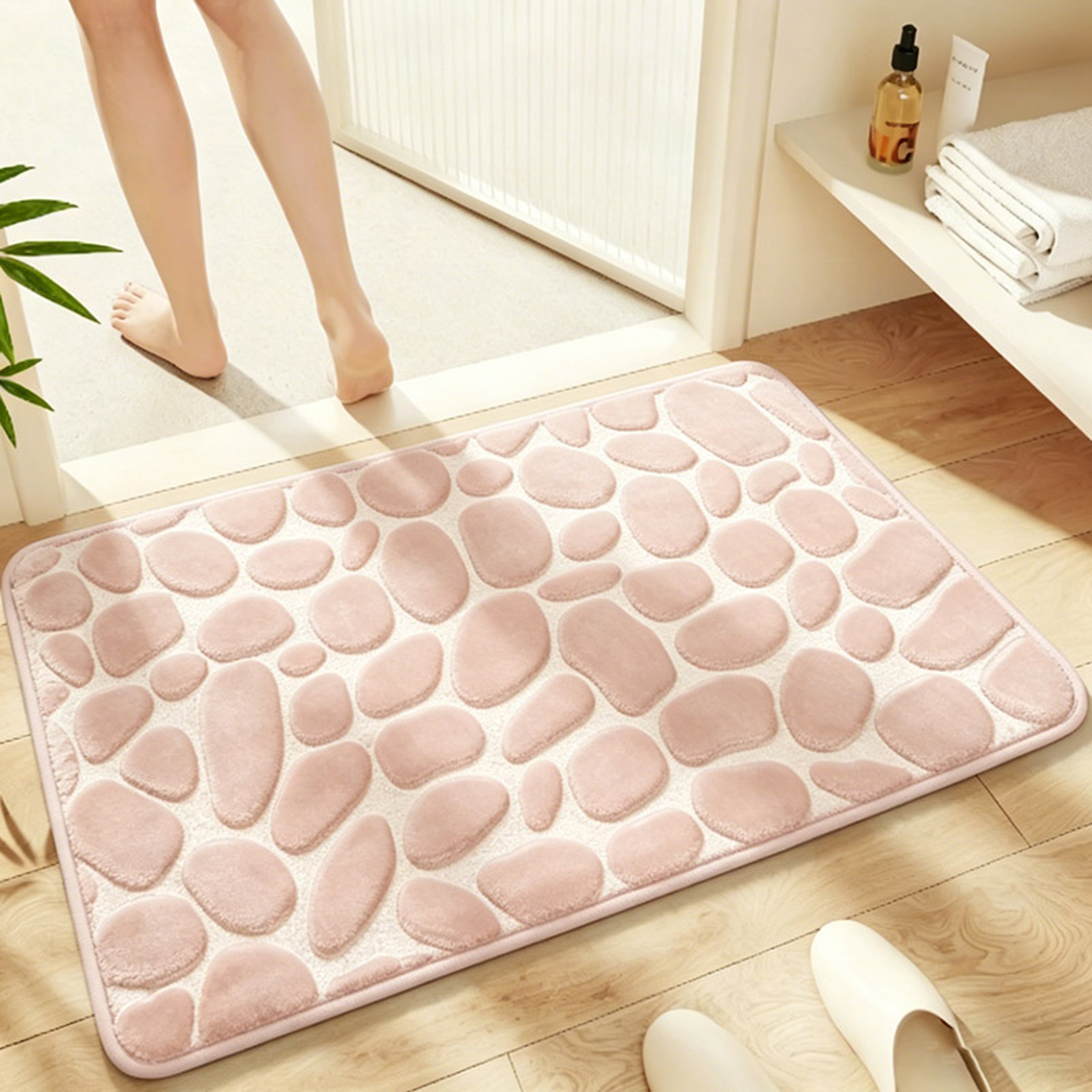 Microfiber Bathroom Rug with Pebble Embossed Design Soft Absorbent Non-Slip Bath Mat – view 16