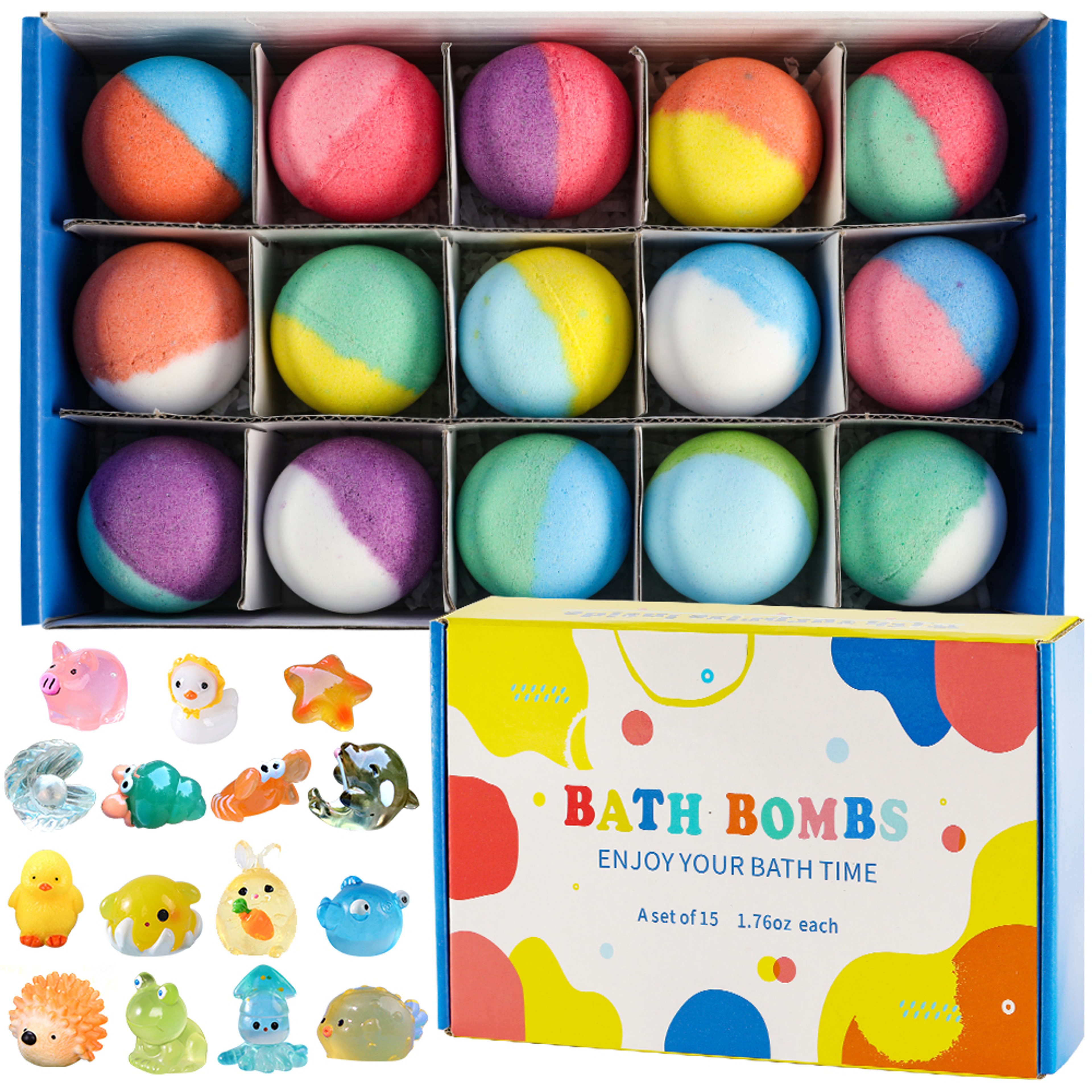 Kids Bath Bombs With Surprise Toys Inside 15 Pack Fizzy Bath Gift Set 1
