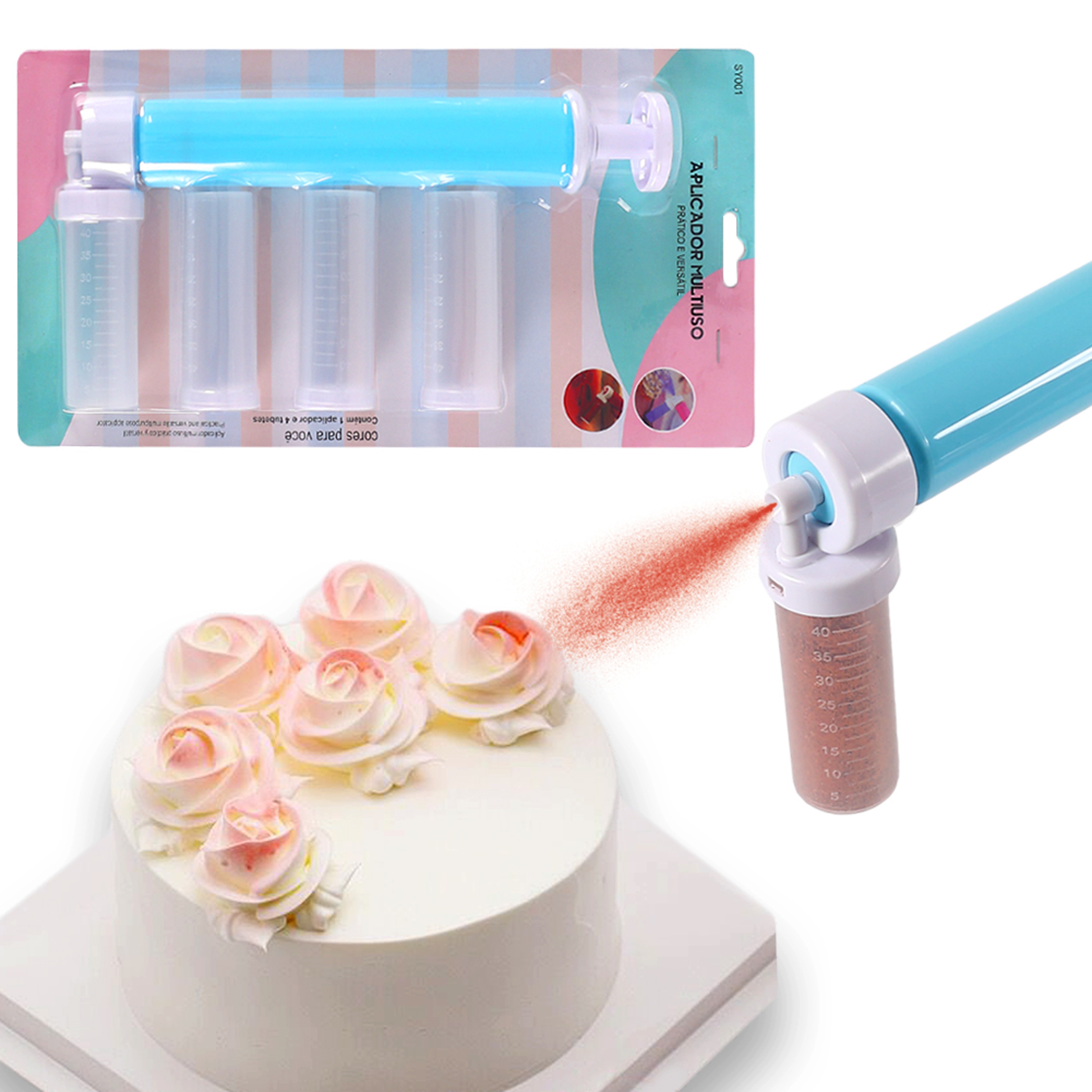 Manual Cake Decorating Airbrush Kit With Hand Pump Sprayer And 4 Reservoirs 1