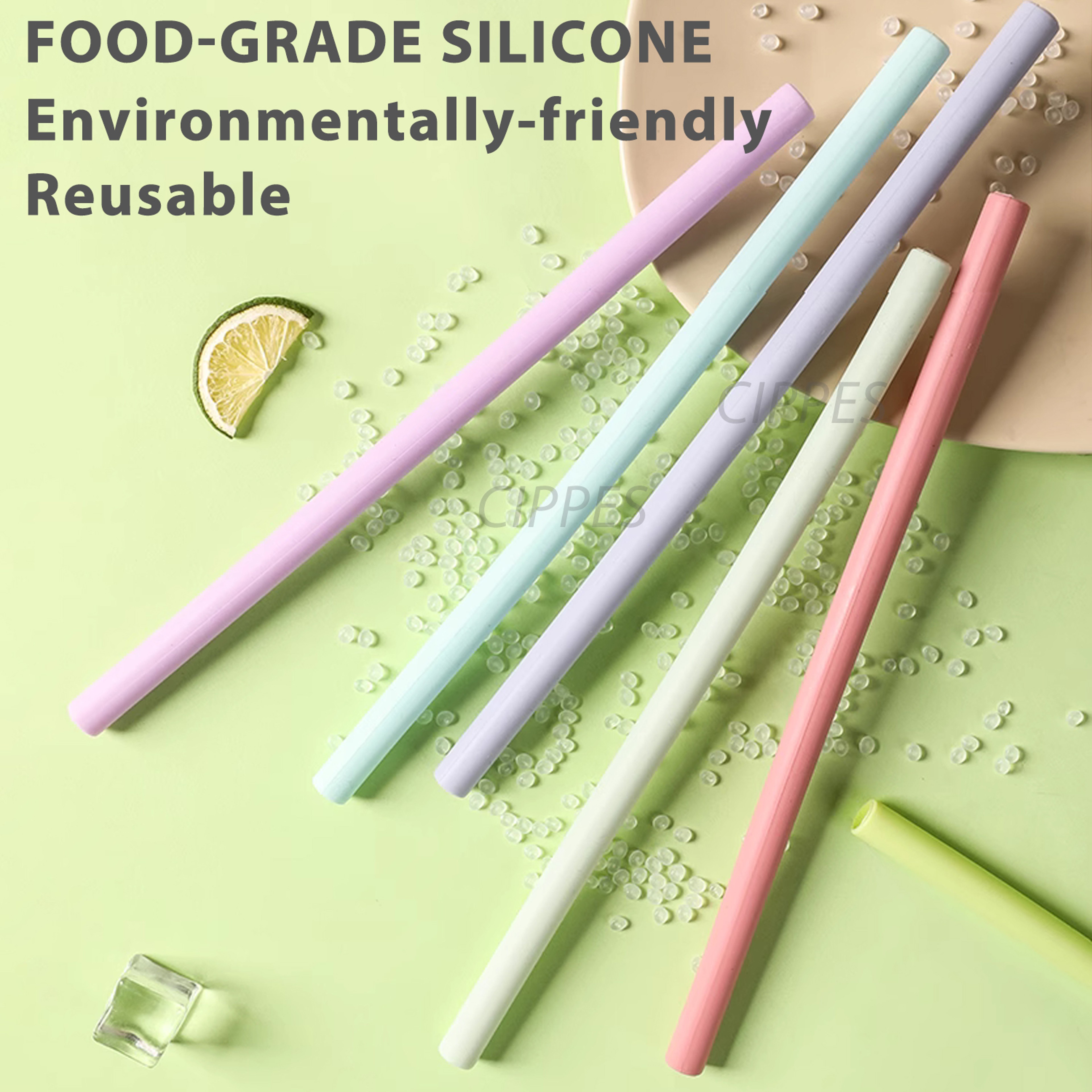 Reusable Colorful Silicone Straws Heat Resistant Scratch Resistant Bubble Tea Drinking Straws 1
