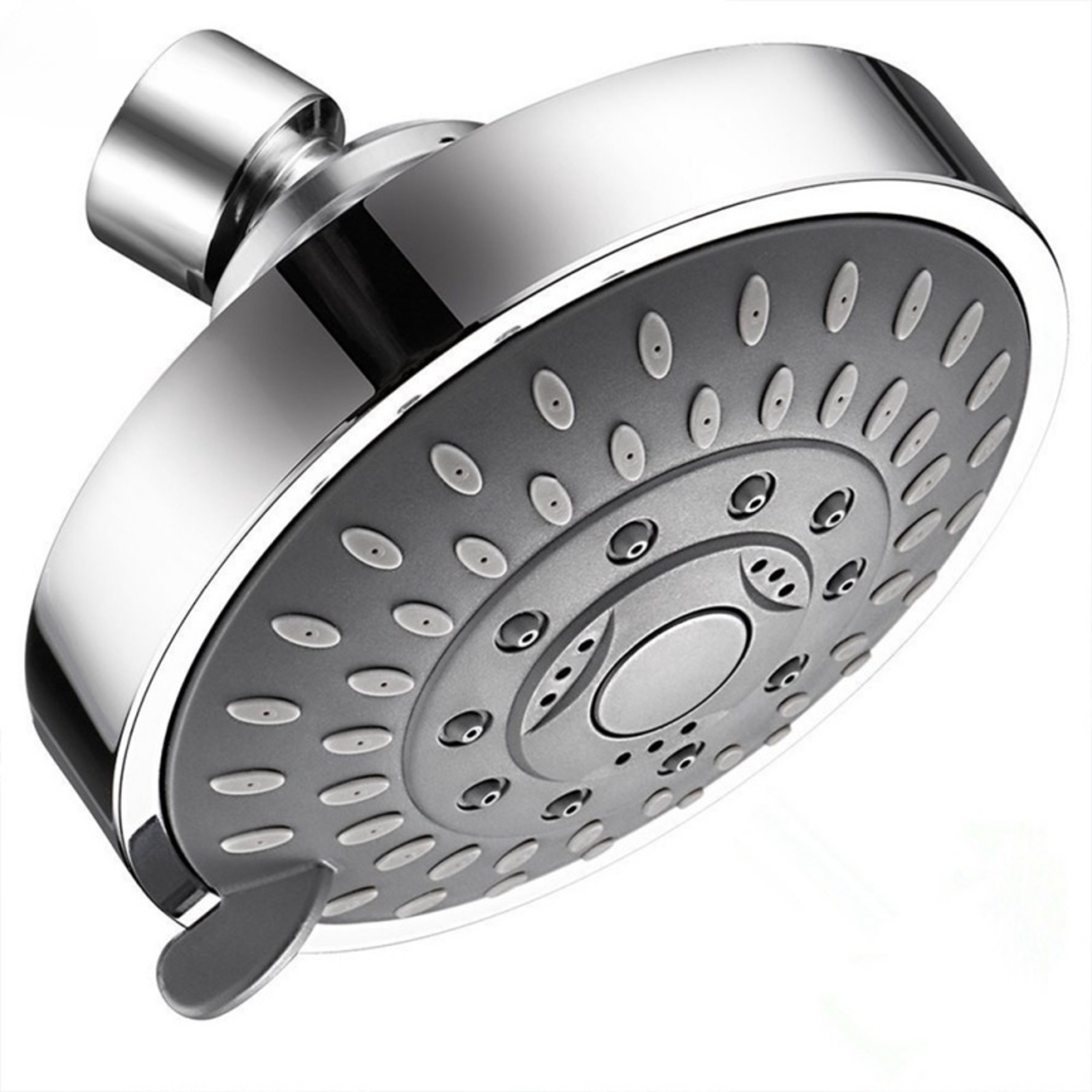 4 Inch High Pressure Shower Head With 5 Spray Modes Chrome Finish Wall Mounted 0