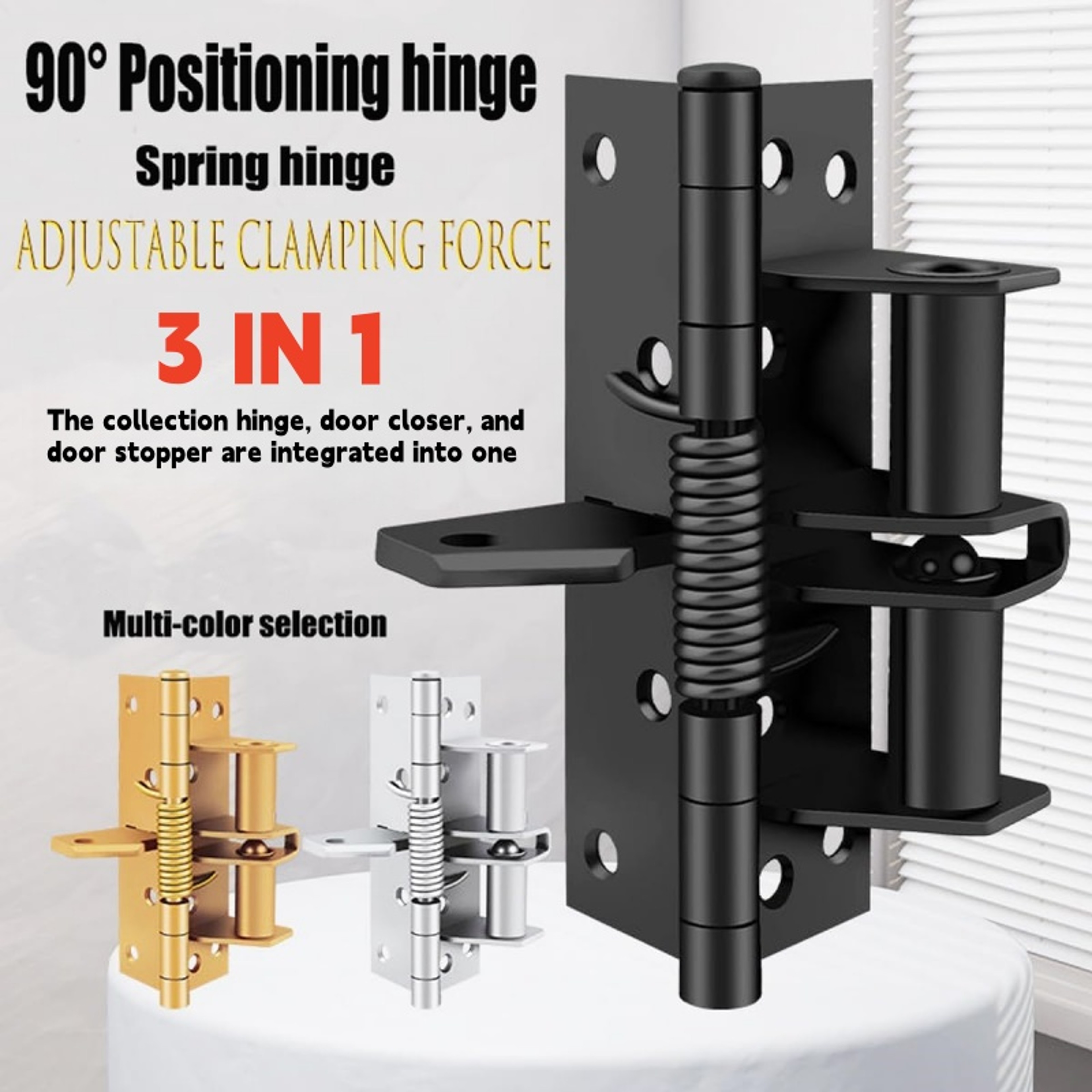 4 Inch Automatic Self Closing Door Hinge With 90 Degree Positioning And 3 In 1 Steel Design 1