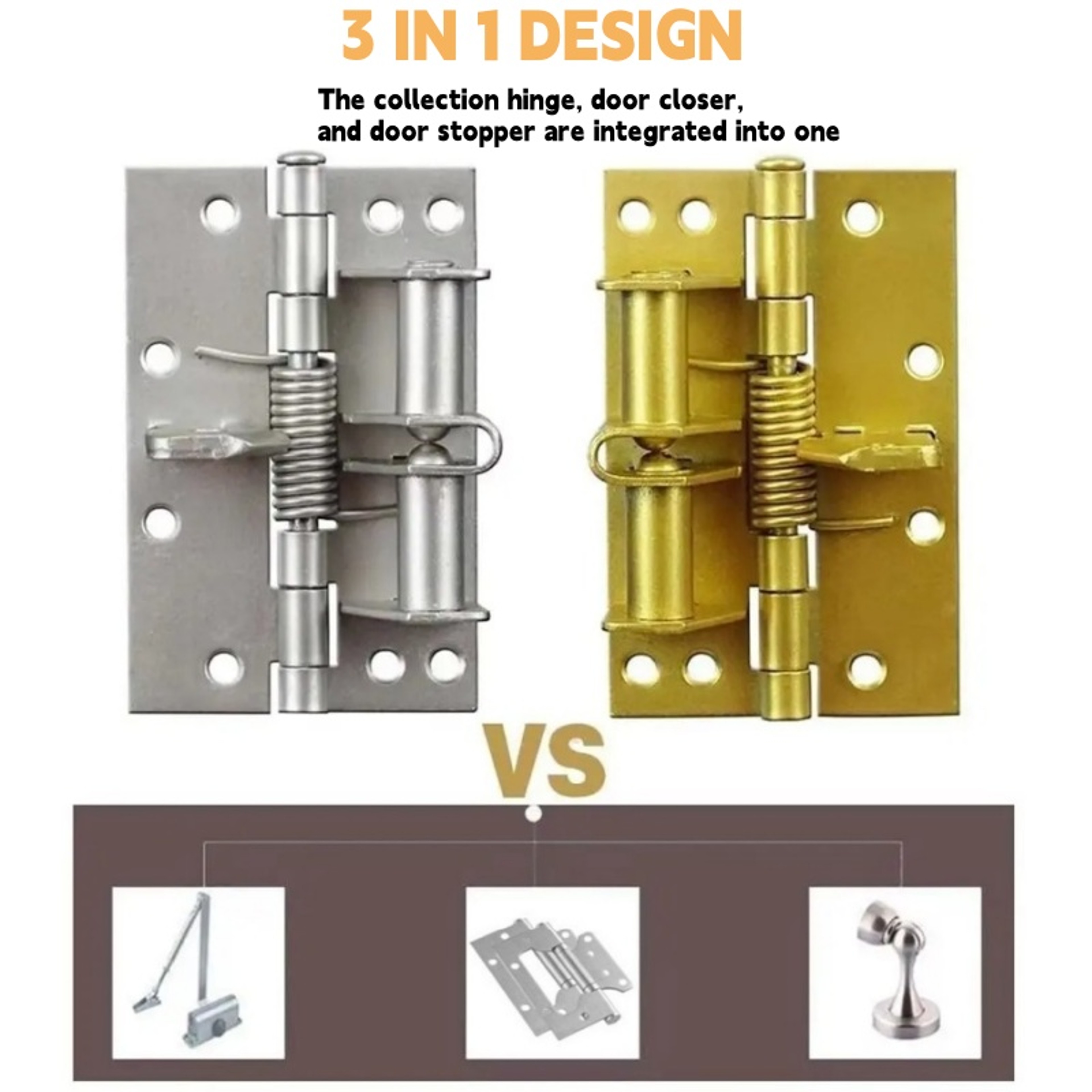 4 Inch Automatic Self Closing Door Hinge With 90 Degree Positioning And 3 In 1 Steel Design 2