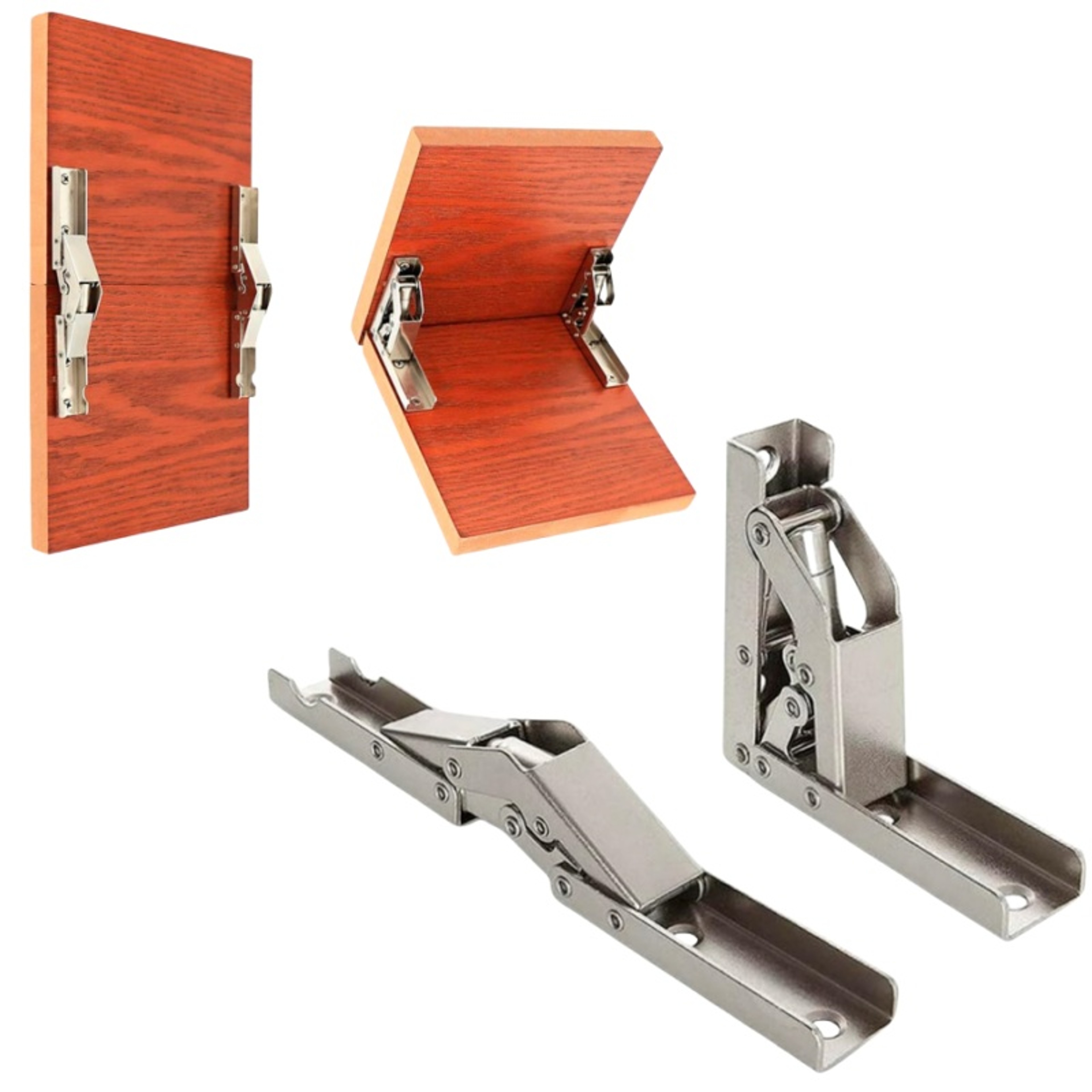2 Pack Self-Locking Folding Hinges 90/180 Degree Galvanized Steel Hidden Furniture Brackets – view 1