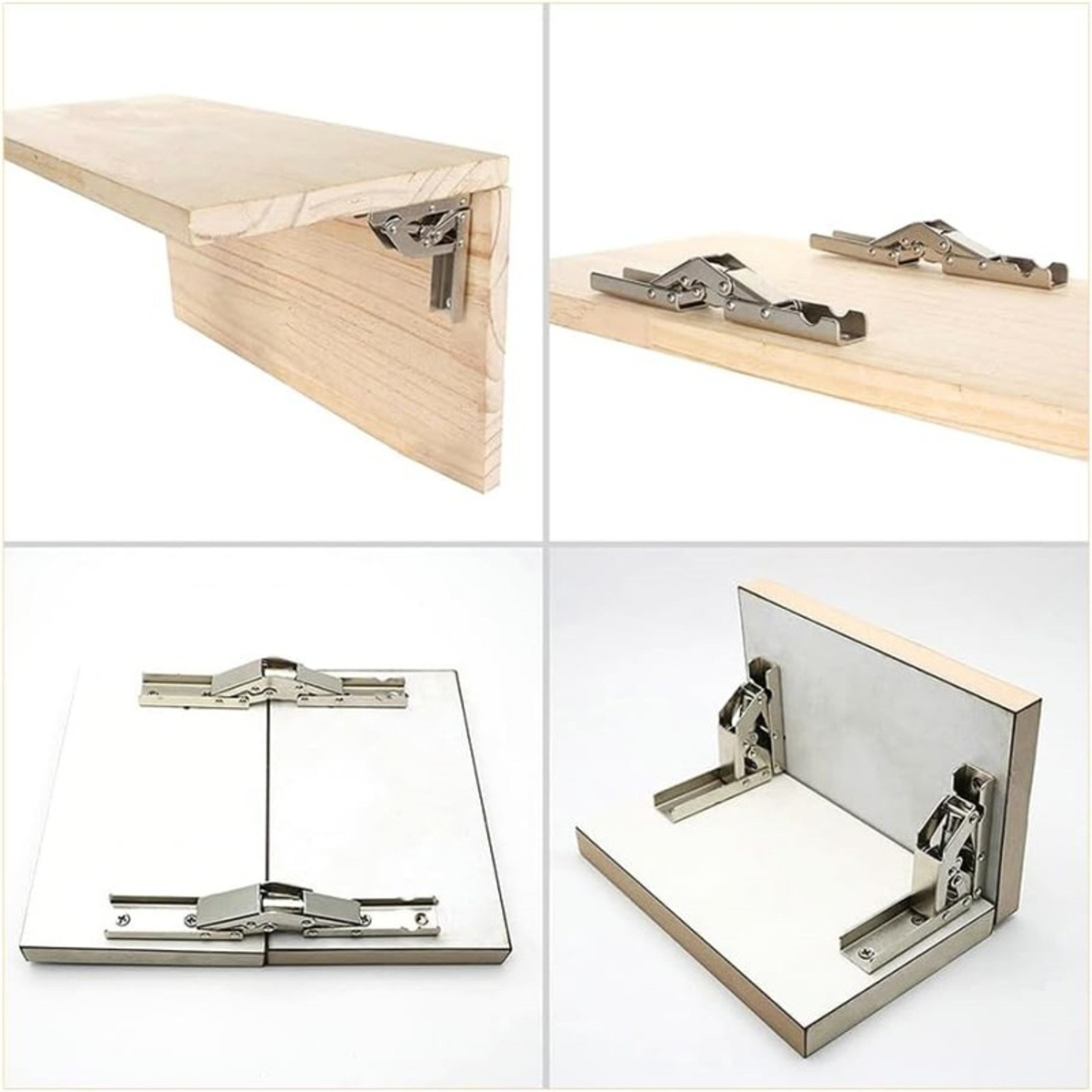 2 Pack Self-Locking Folding Hinges 90/180 Degree Galvanized Steel Hidden Furniture Brackets – view 6