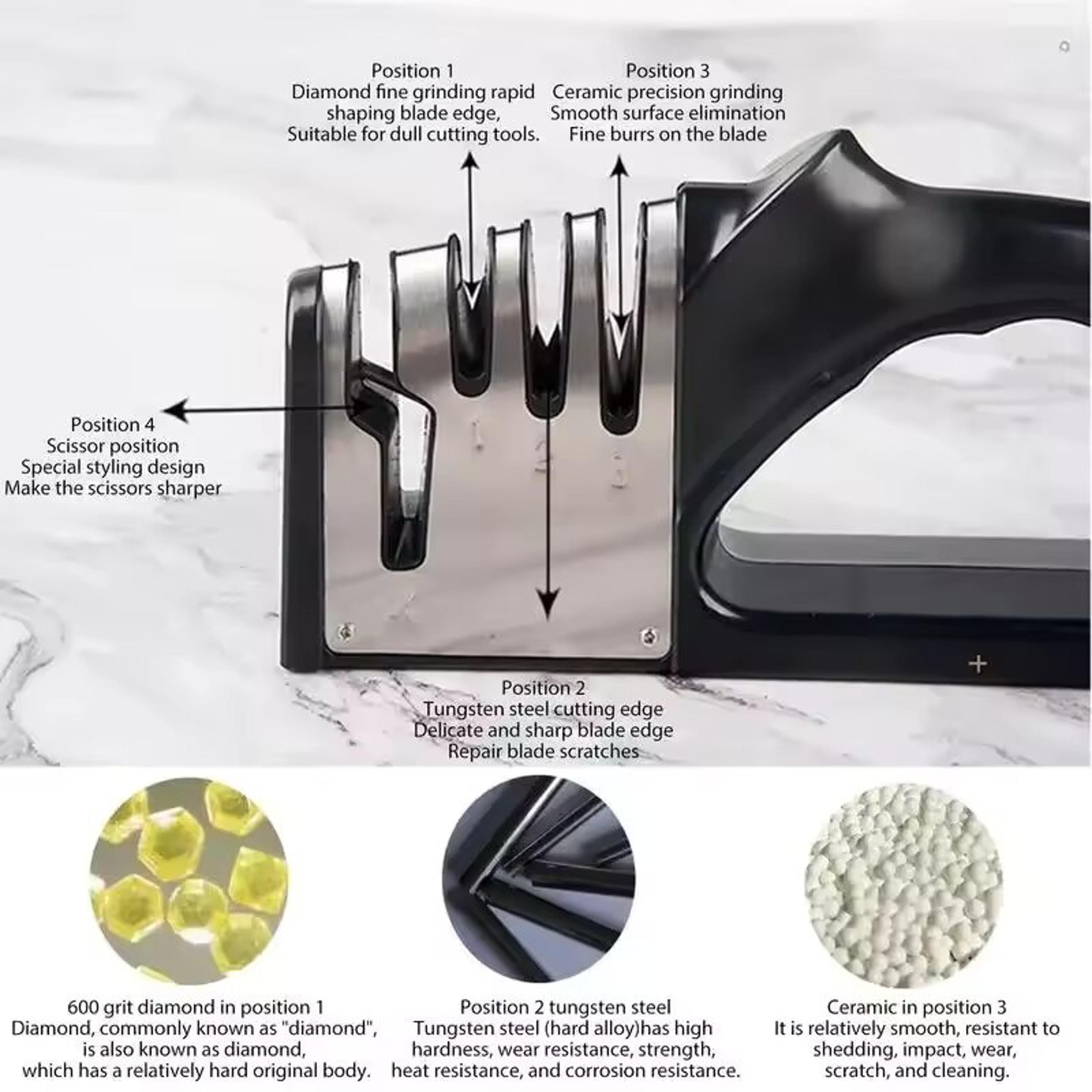 Multifunctional Kitchen Knife Sharpener With 4 Sharpening Segments And NonSlip Base 4