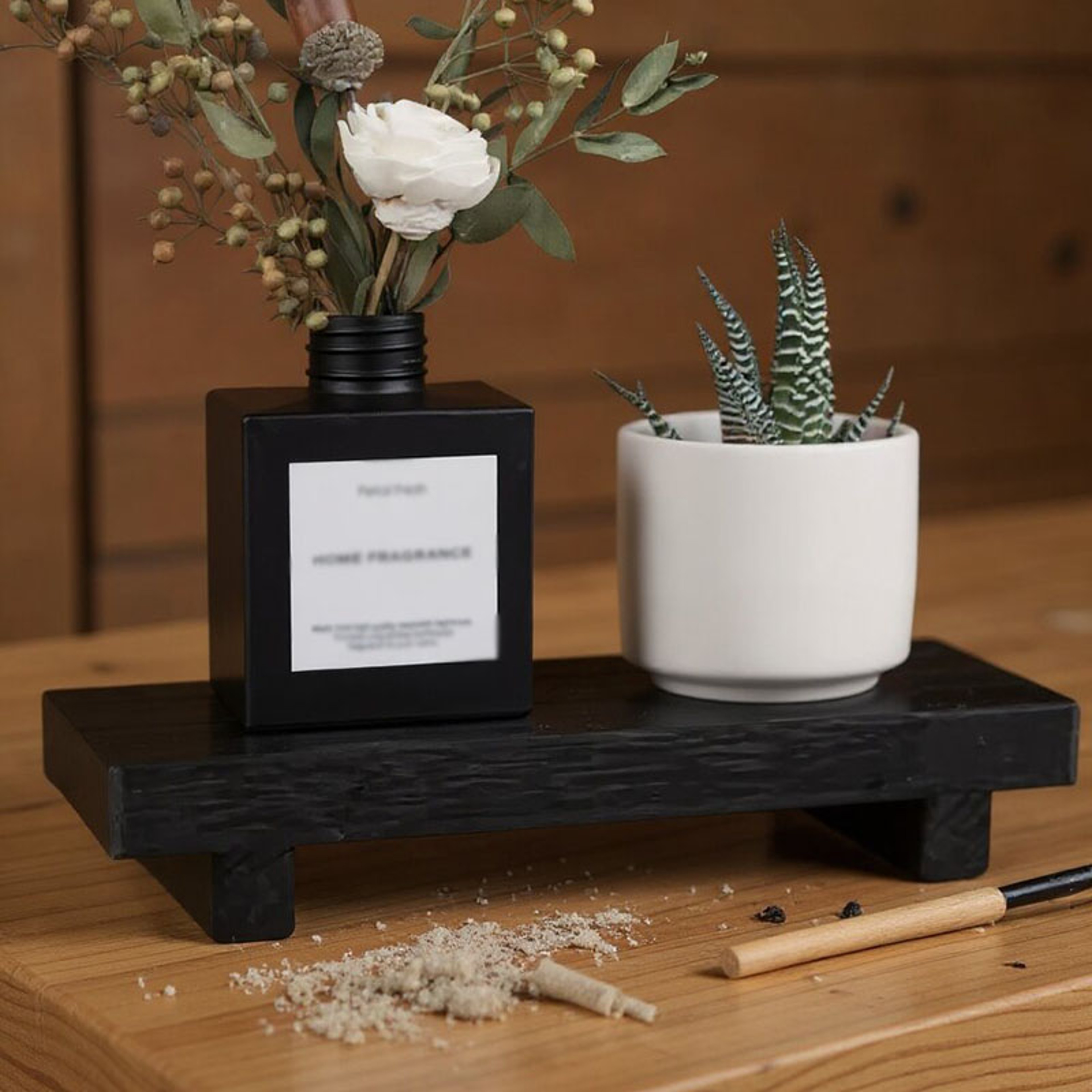 Wooden Bathroom Soap Tray Decorative Storage Rack For Candles And Plant Vases 2