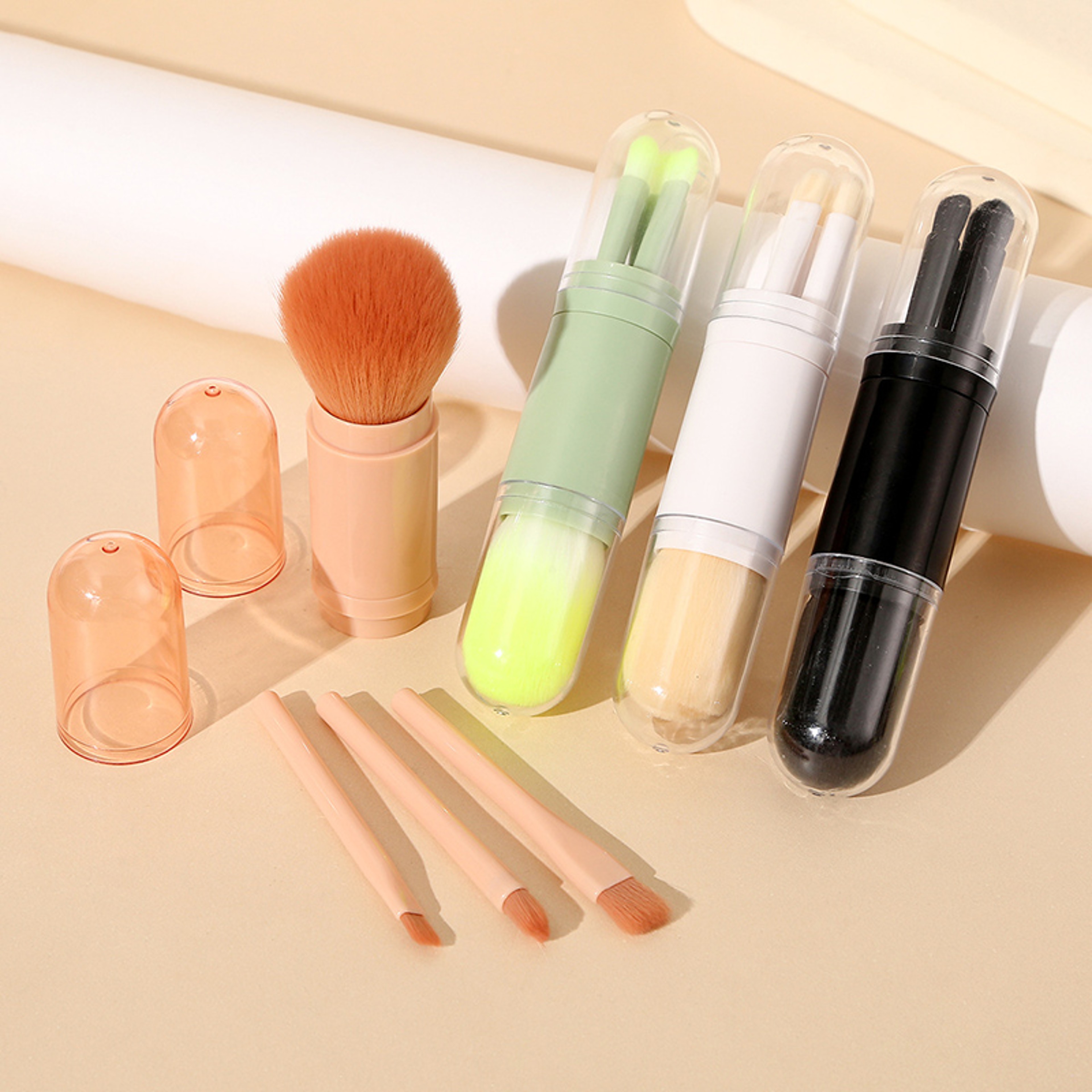 4in1 Travel Makeup Brush Set With Telescopic Design And Protective Cover 1