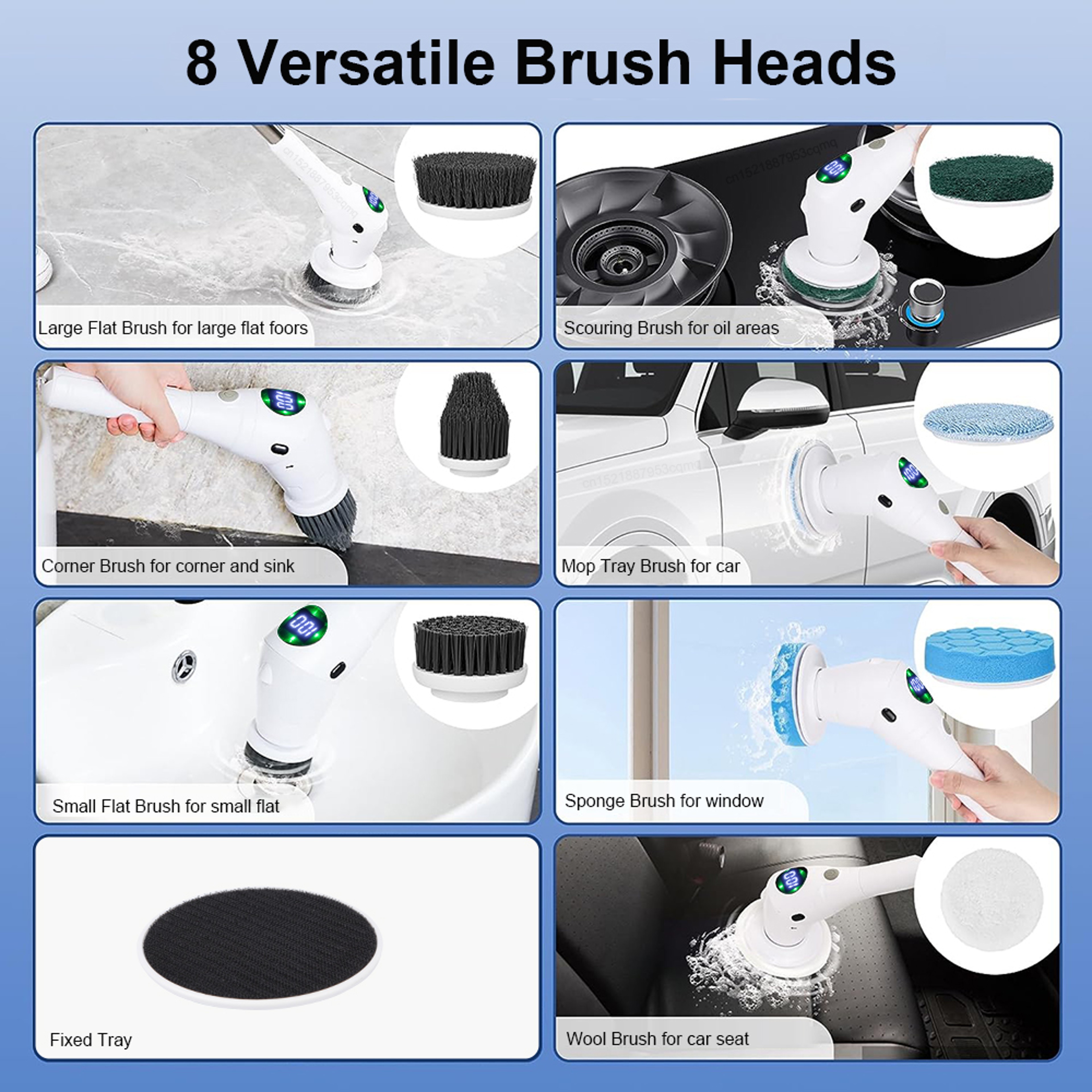 Electric Bathroom Cleaning Brush  Cordless Multifunctional Household Scrubber 6
