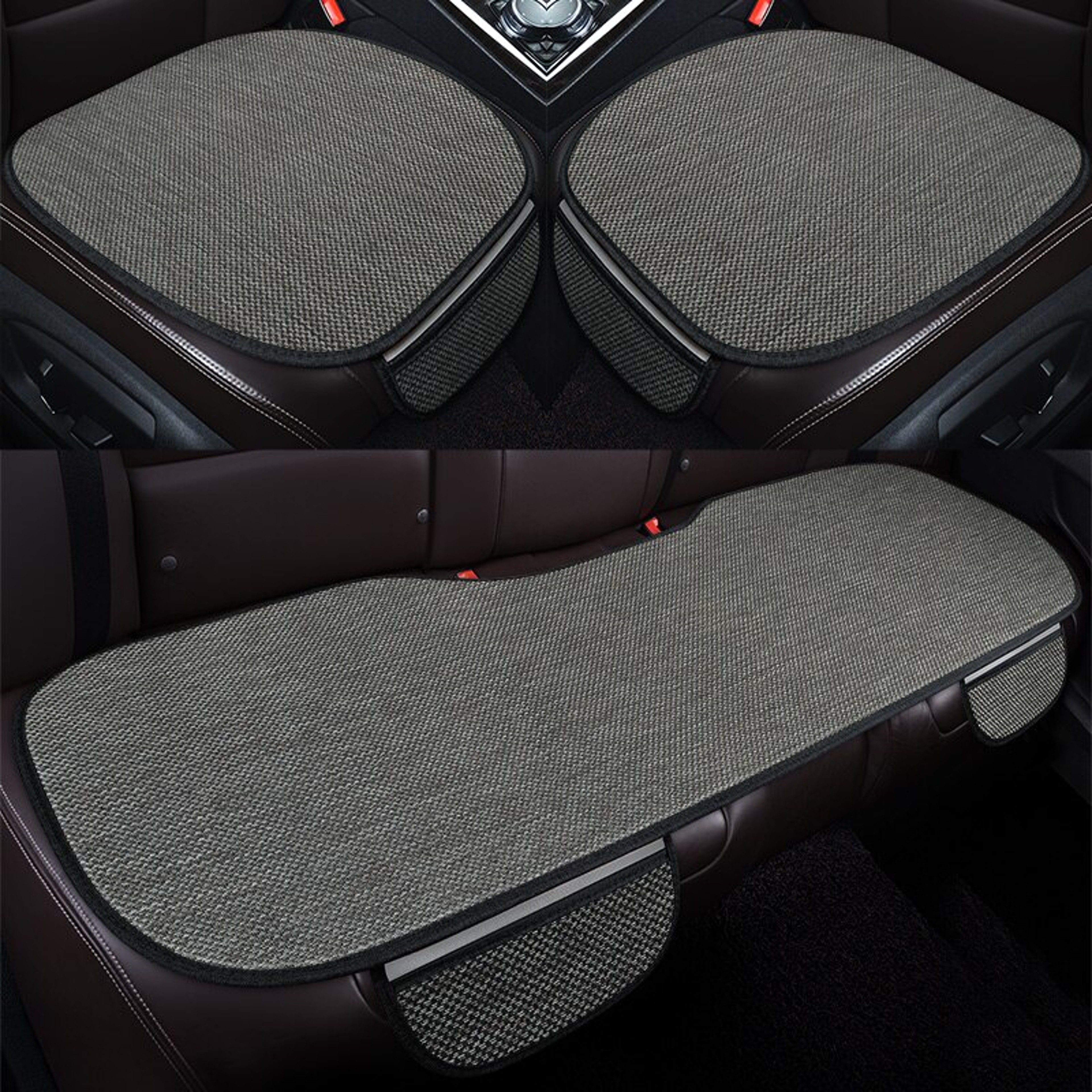 Burlap Car Seat Cushion 3-Piece Set with PE Foam Padding for All-Season Comfort – view 1