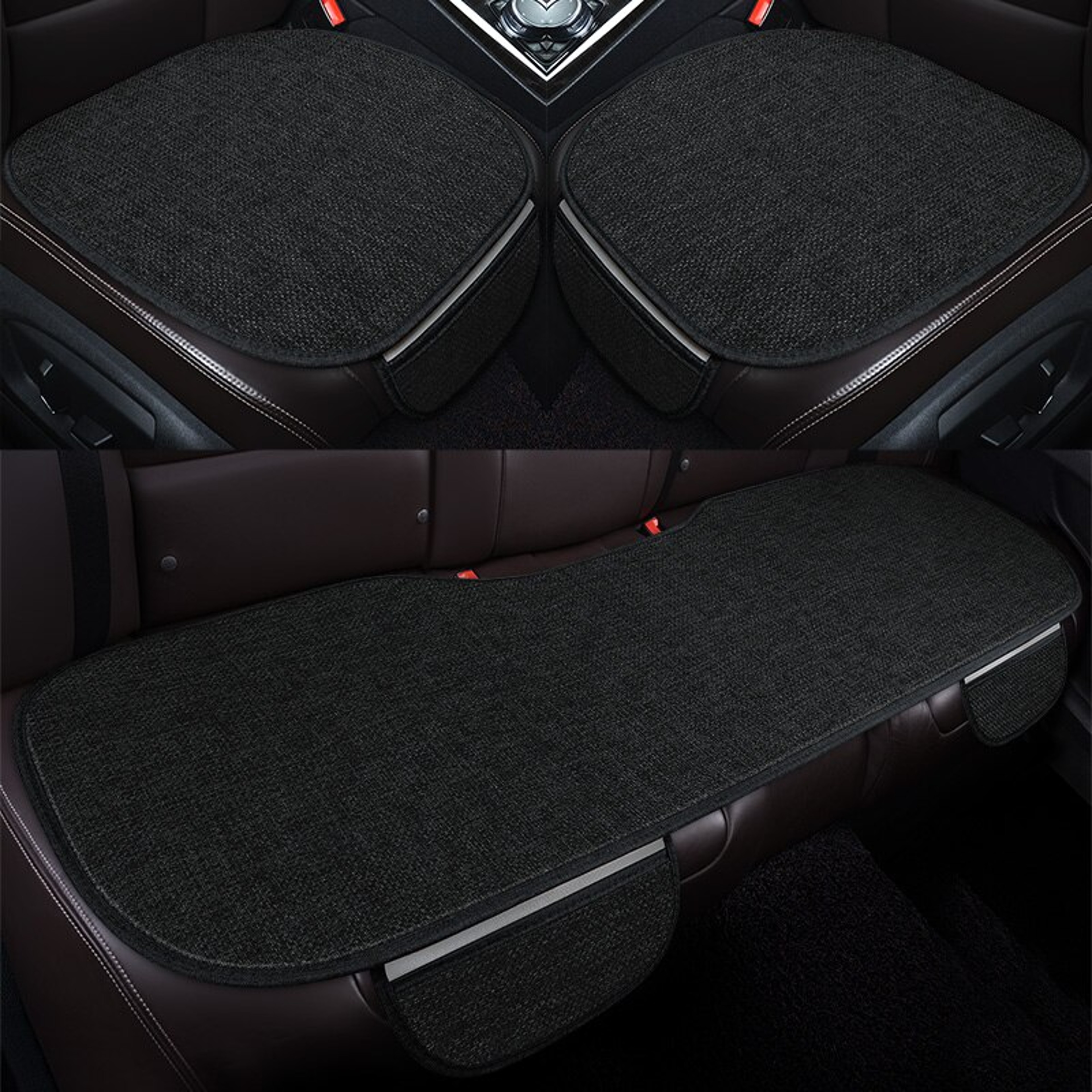 Burlap Car Seat Cushion 3-Piece Set with PE Foam Padding for All-Season Comfort – view 4