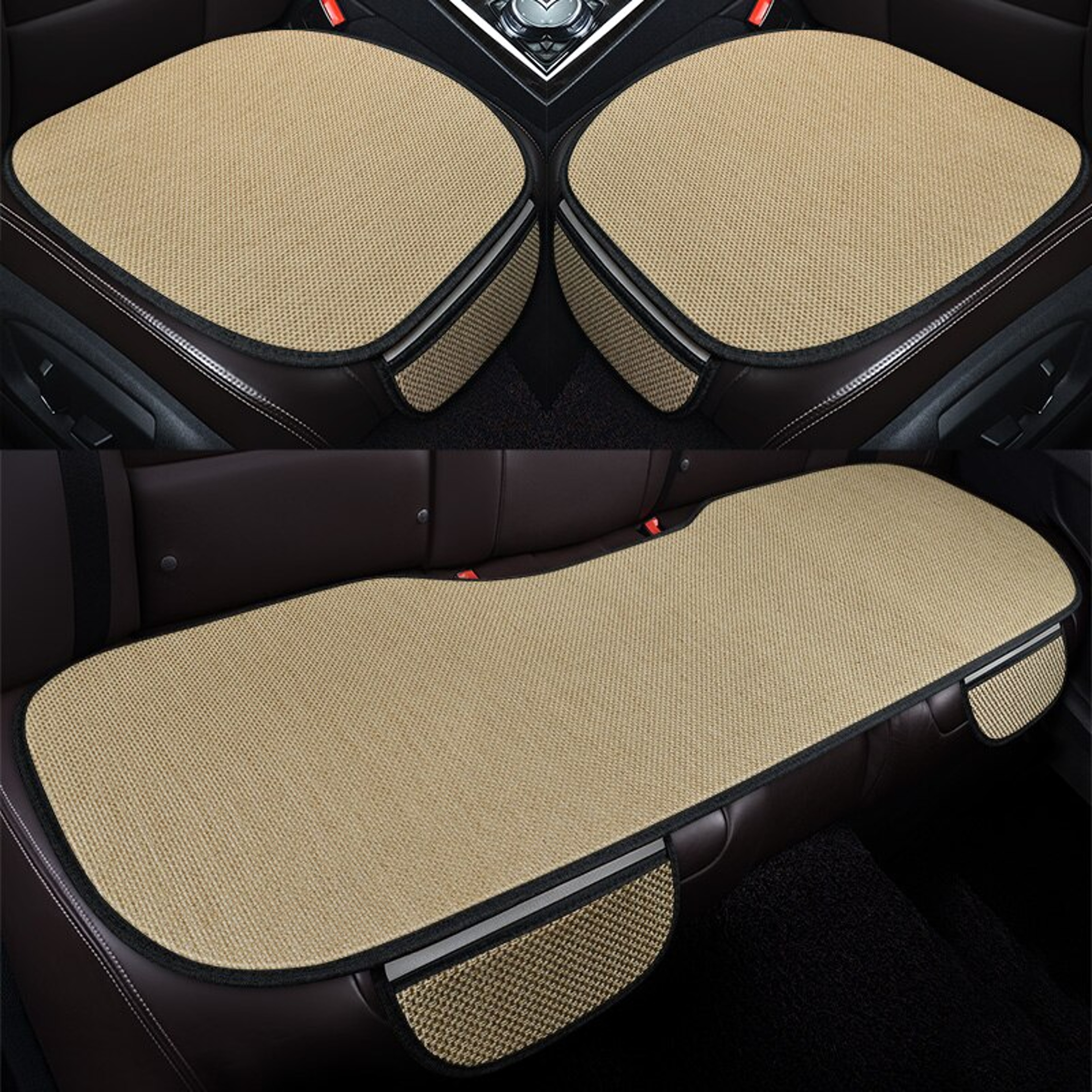 Burlap Car Seat Cushion 3-Piece Set with PE Foam Padding for All-Season Comfort – view 10