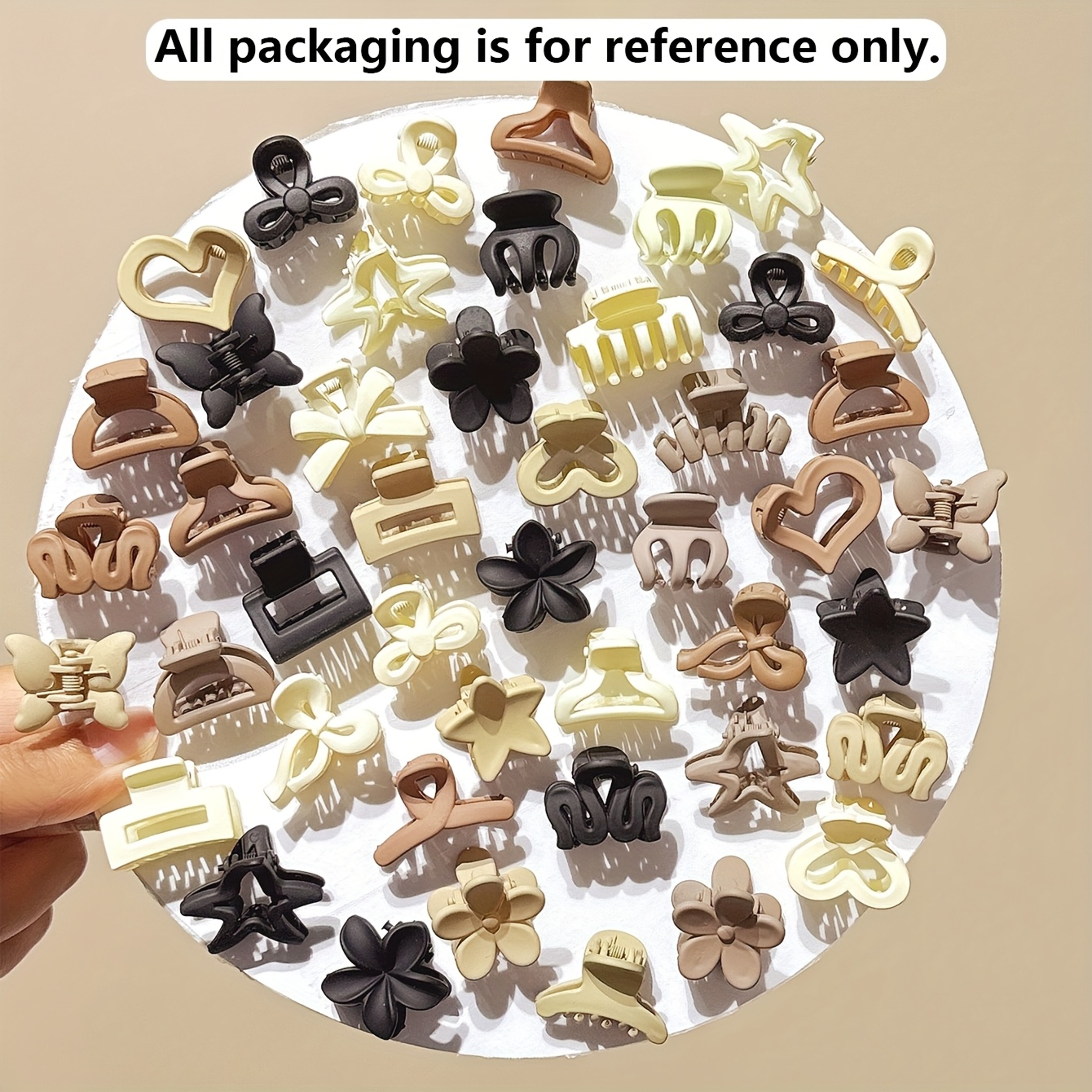 Girls Mini Hair Claw Clips  Beige Geometric Rectangle Hair Accessories Multipack 2