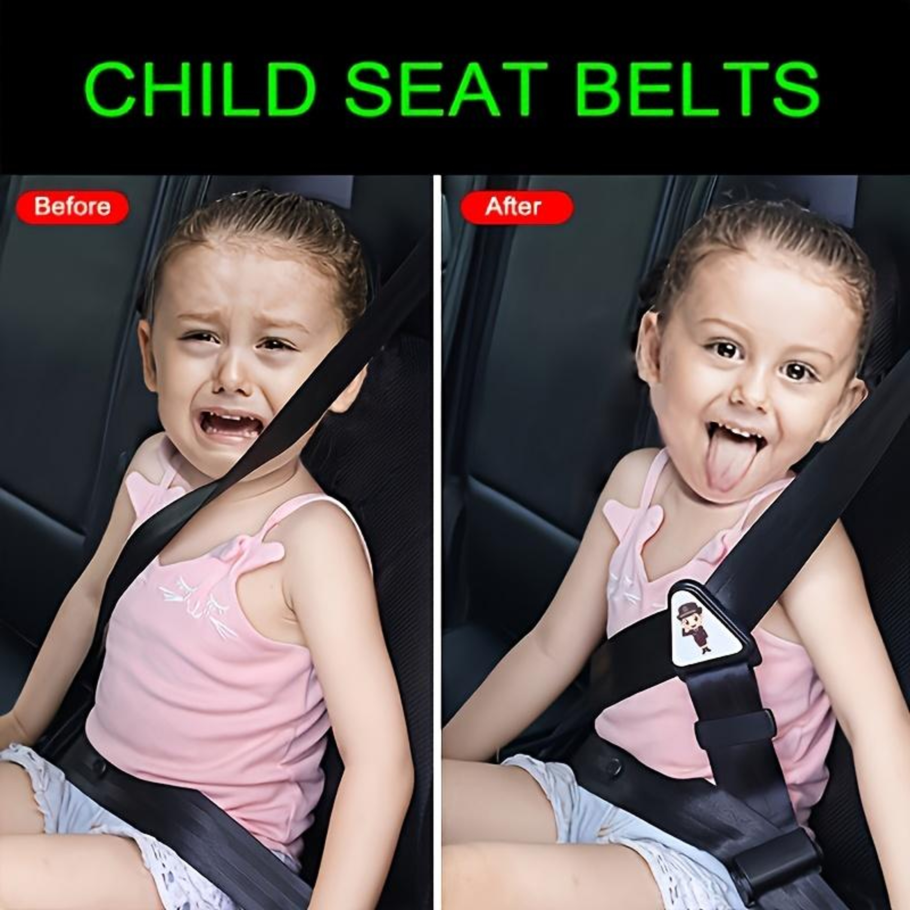 Kids Car Seat Belt Adjuster  Child Safety Belt Positioning Strap Buckle 2