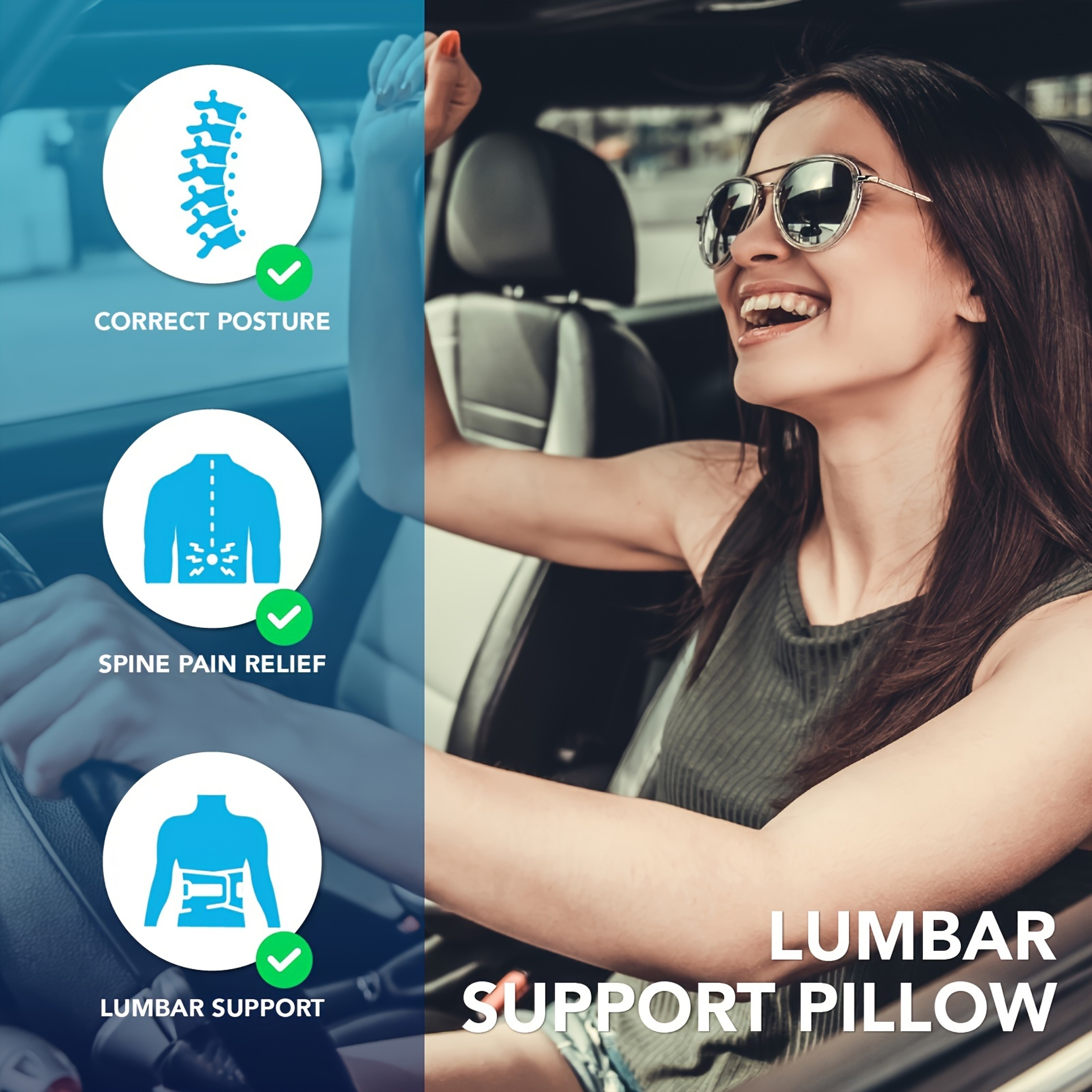 Memory Foam Car Lumbar Support Pillow  Lower Back Cushion For Driving Comfort 3