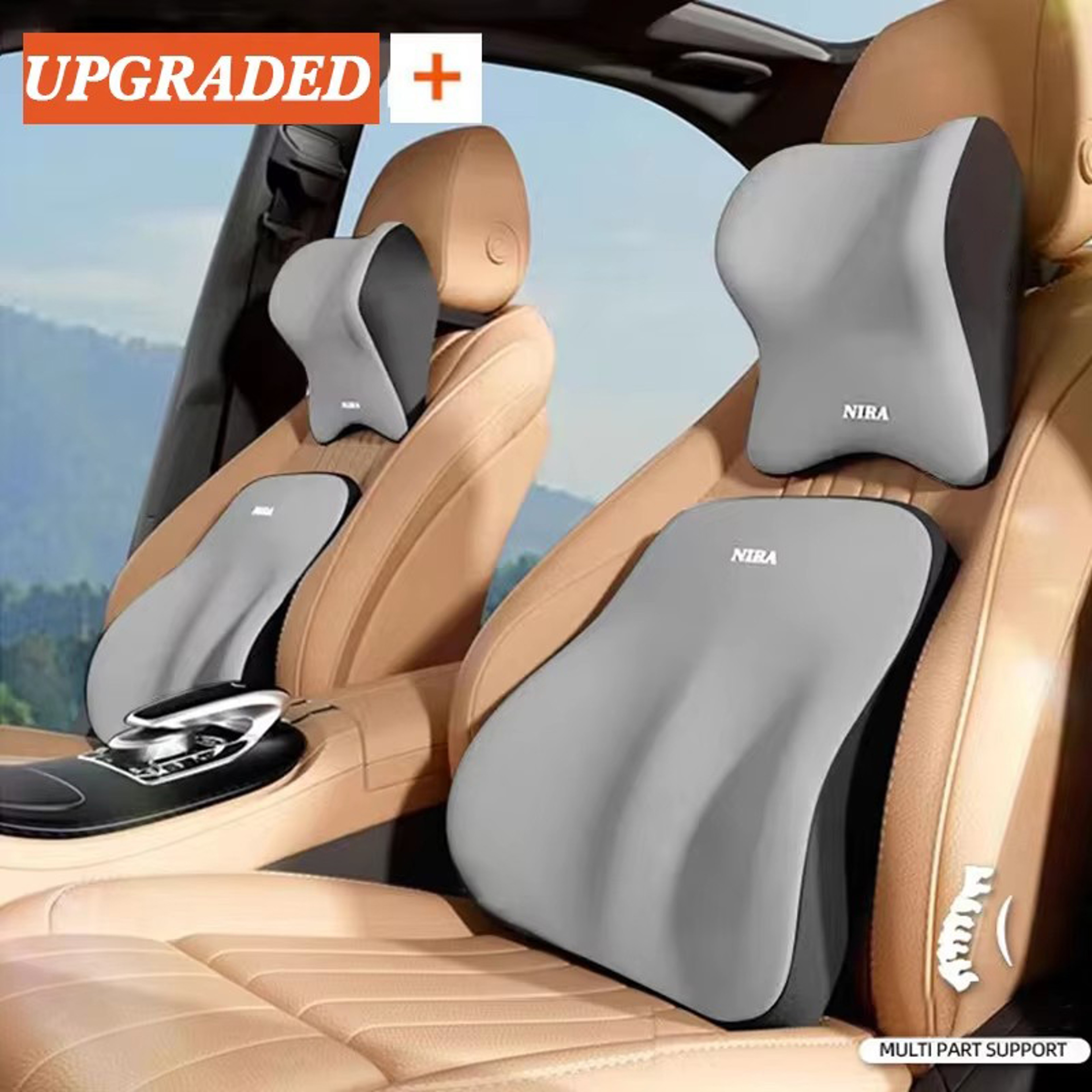 Car Lumbar Support Cushion And Neck Pillow  Soft Synthetic Fiber Headrest For Driving Comfort 1