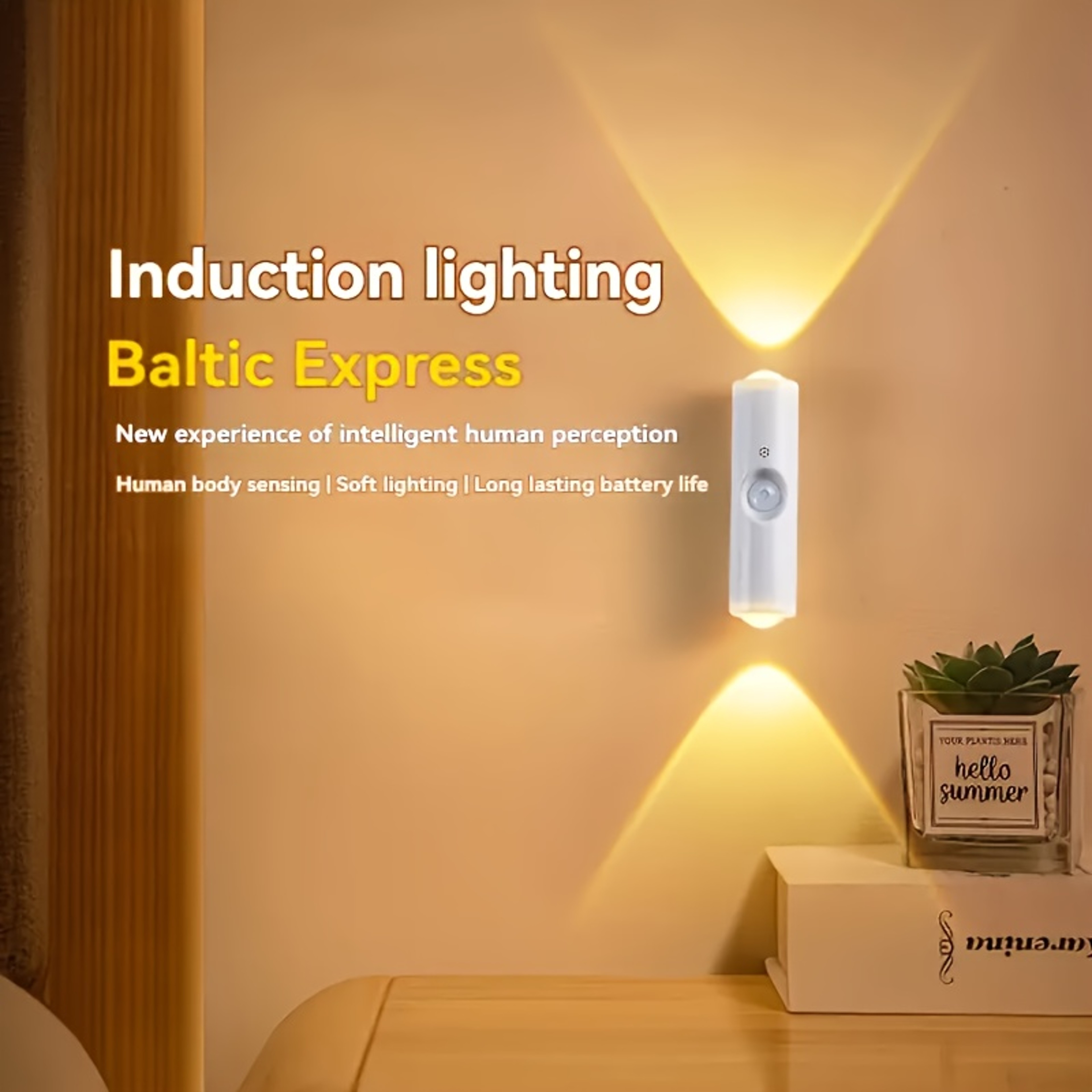 Rechargeable LED Wall Lamp with Motion Sensor – Dimmable Bedside Night Light – view 2