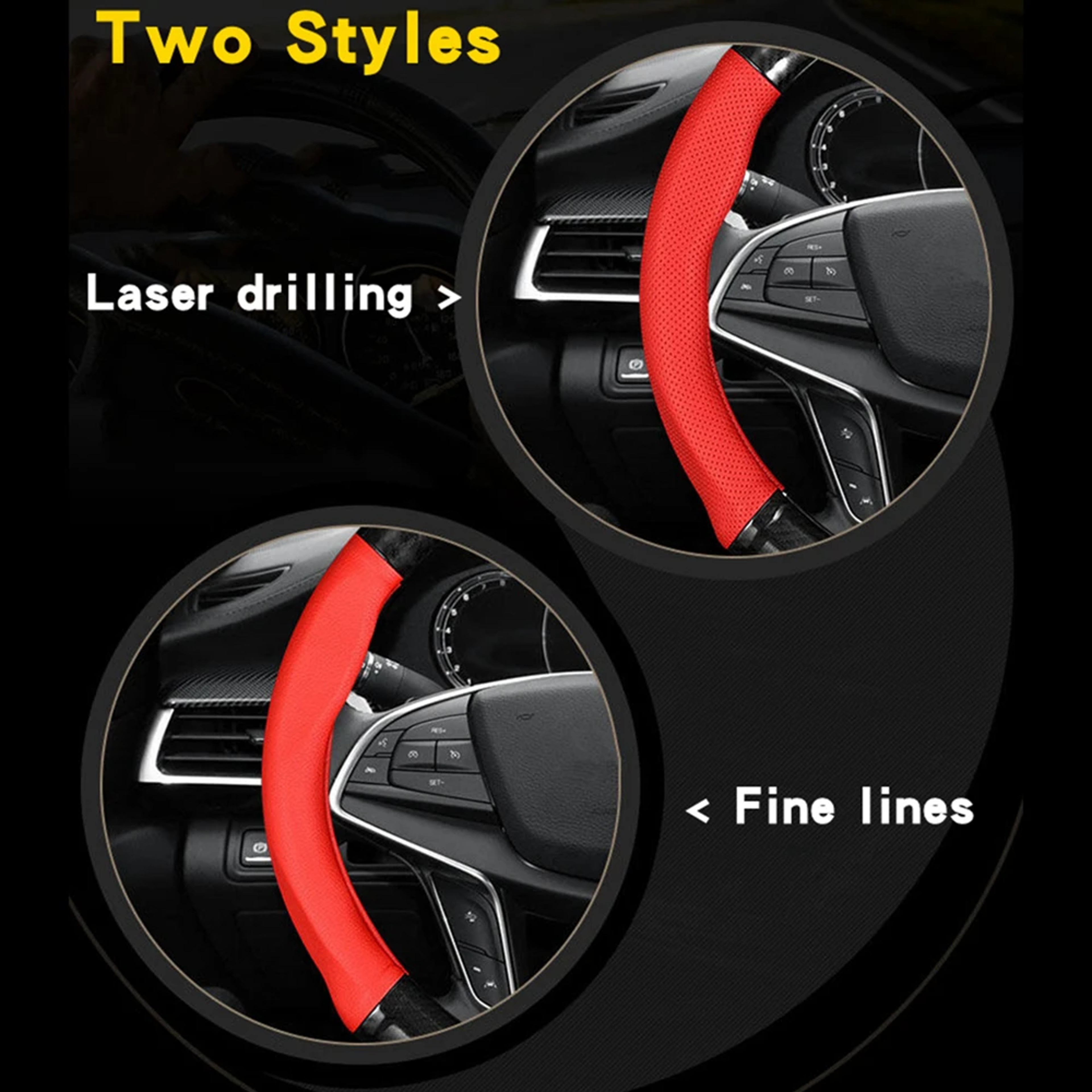 Steering Wheel Cover  15 Inch Carbon Fiber Pattern NonSlip HandSewn Grip 4