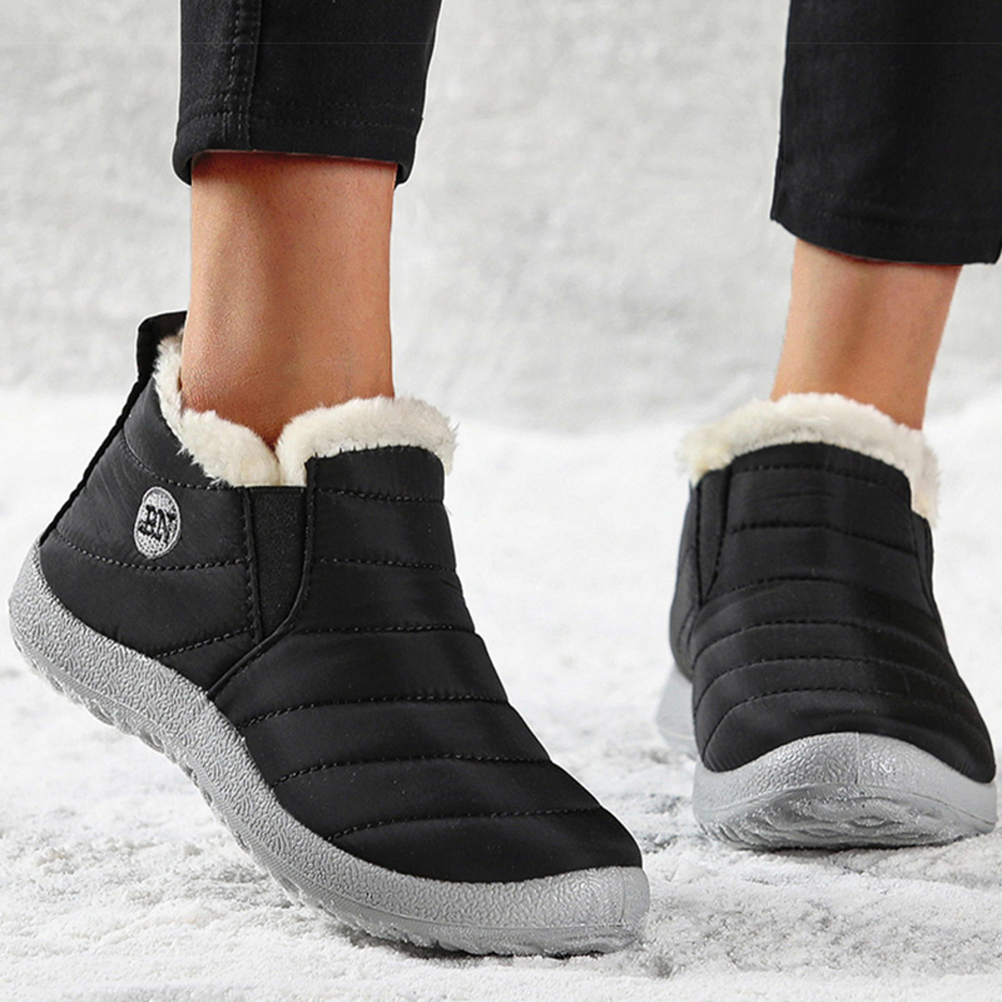 Womens Winter Snow Boots  PlushLined SlipOn Ankle Boots With Flat EVA Soles 2