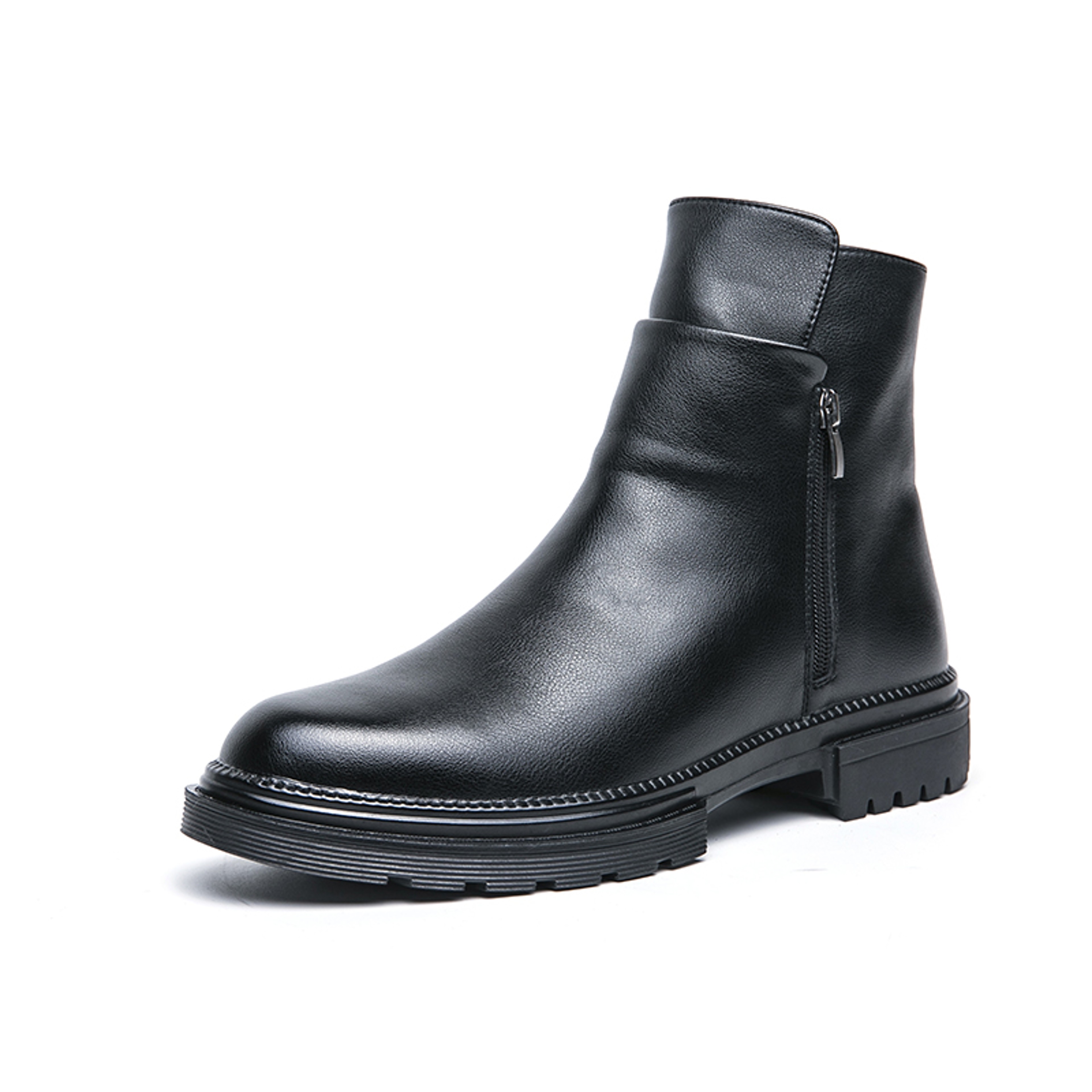 Mens Waterproof Leather Chelsea Boots With Zipper Closure And Low Heel 0